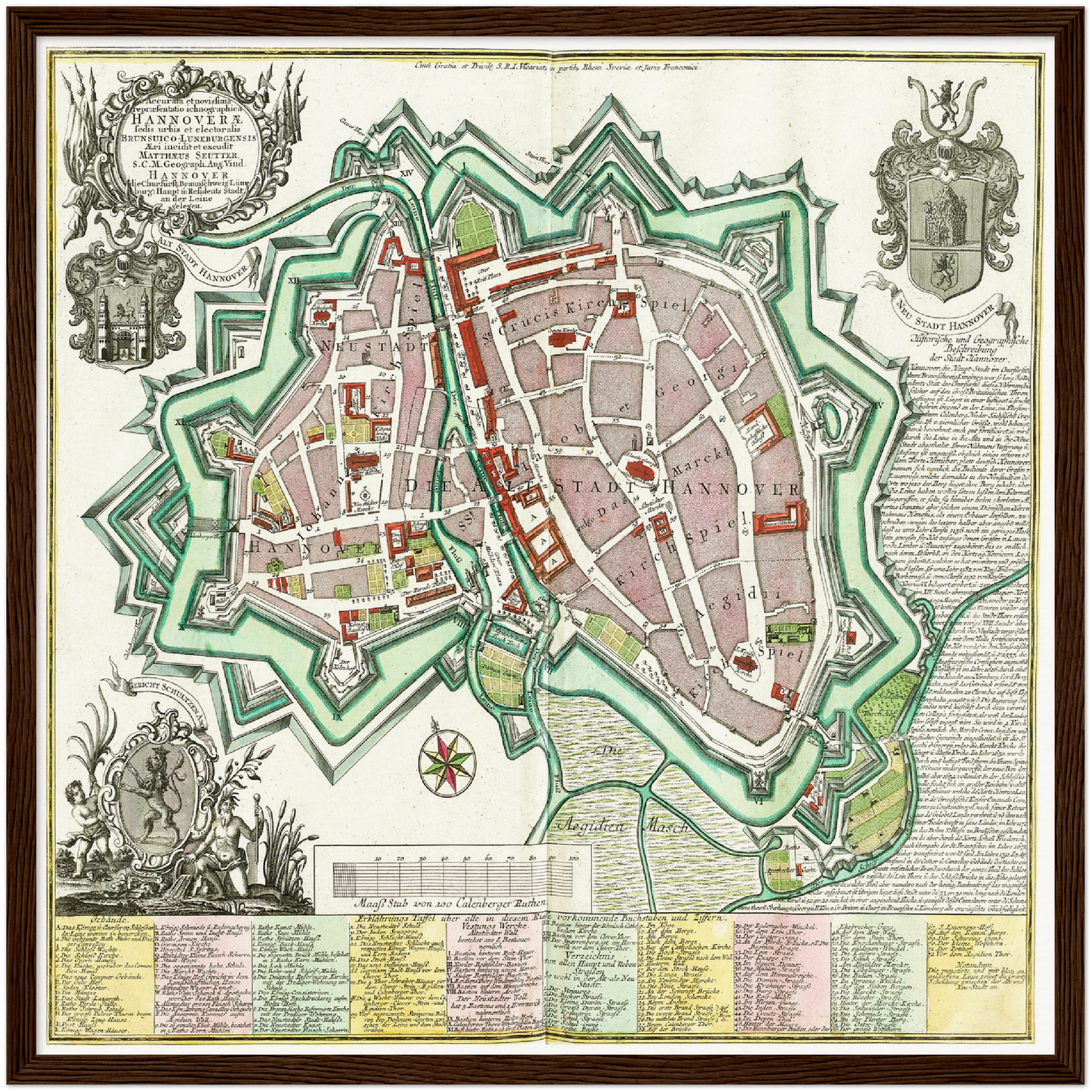 Historischer Stadtplan Hannover um 1735