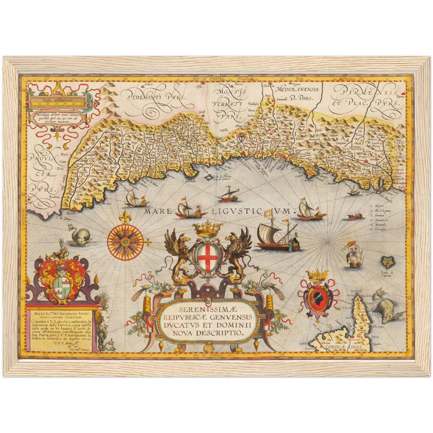 Historische Landkarte Ligurien um 1609