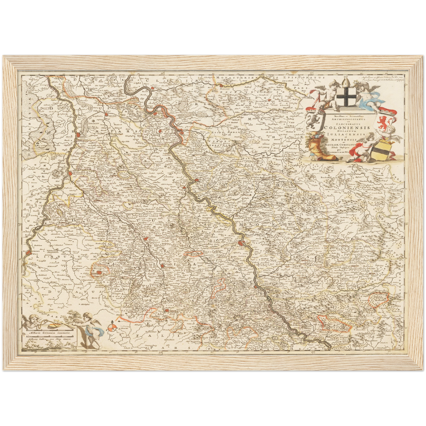 Historische Landkarte Rheinland um 1698