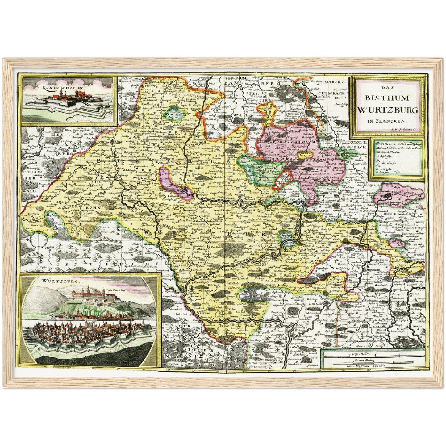Historische Landkarte Würzburg um 1676