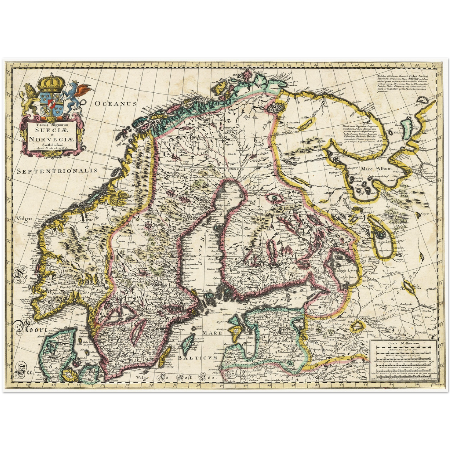 Historische Landkarte Skandinavien um 1680