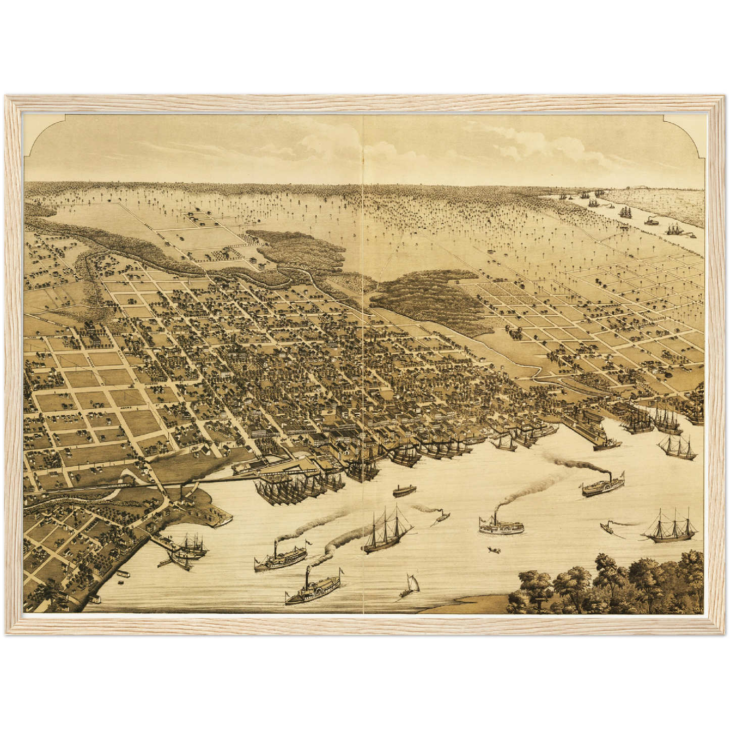 Historische Stadtansicht Jacksonville um 1876