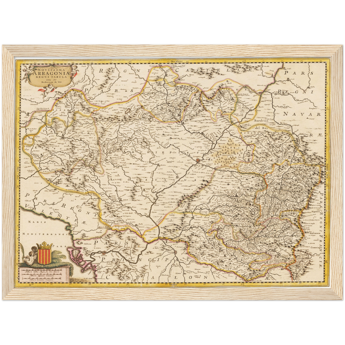 Historische Landkarte Aragonien um 1698