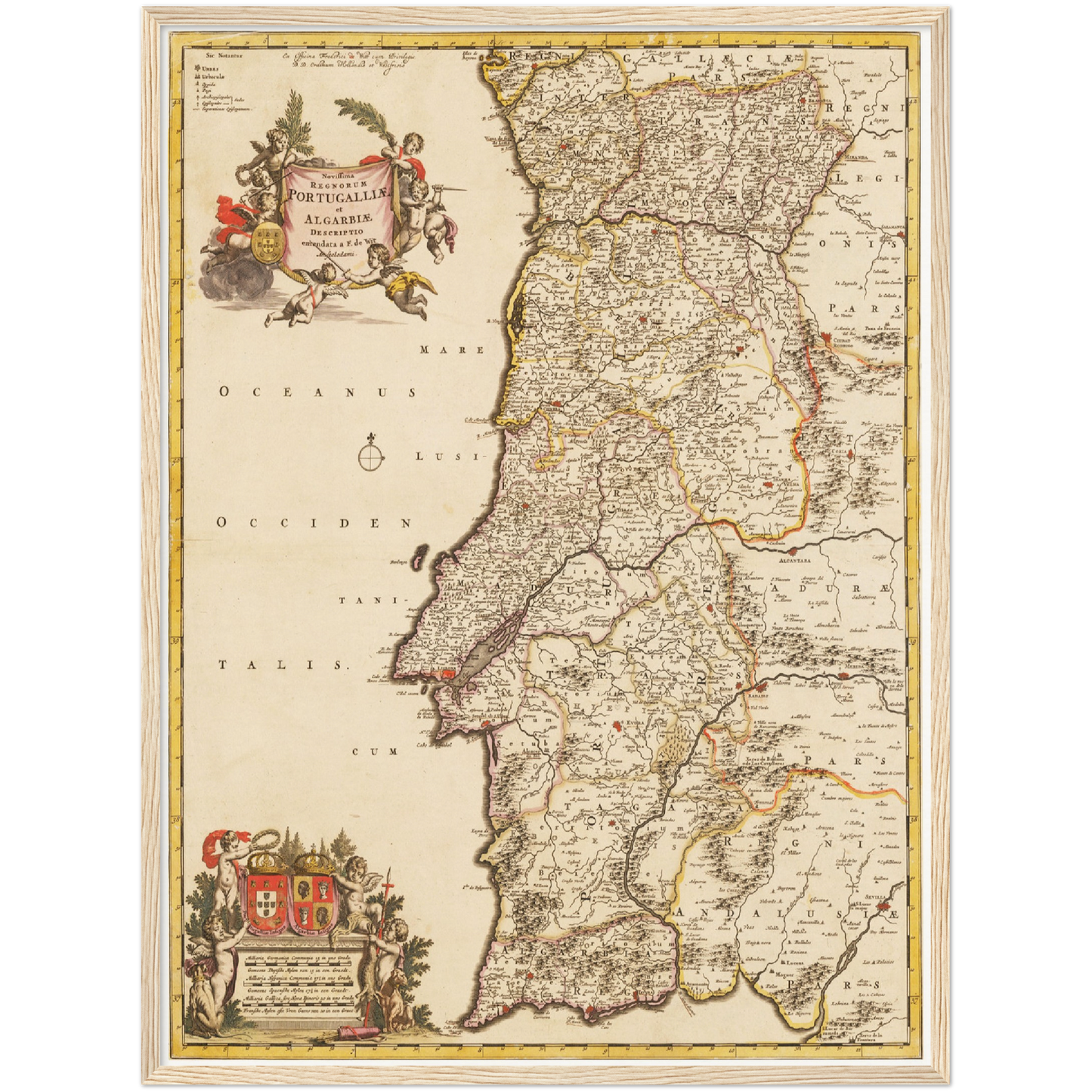 Historische Landkarte Portugal um 1698