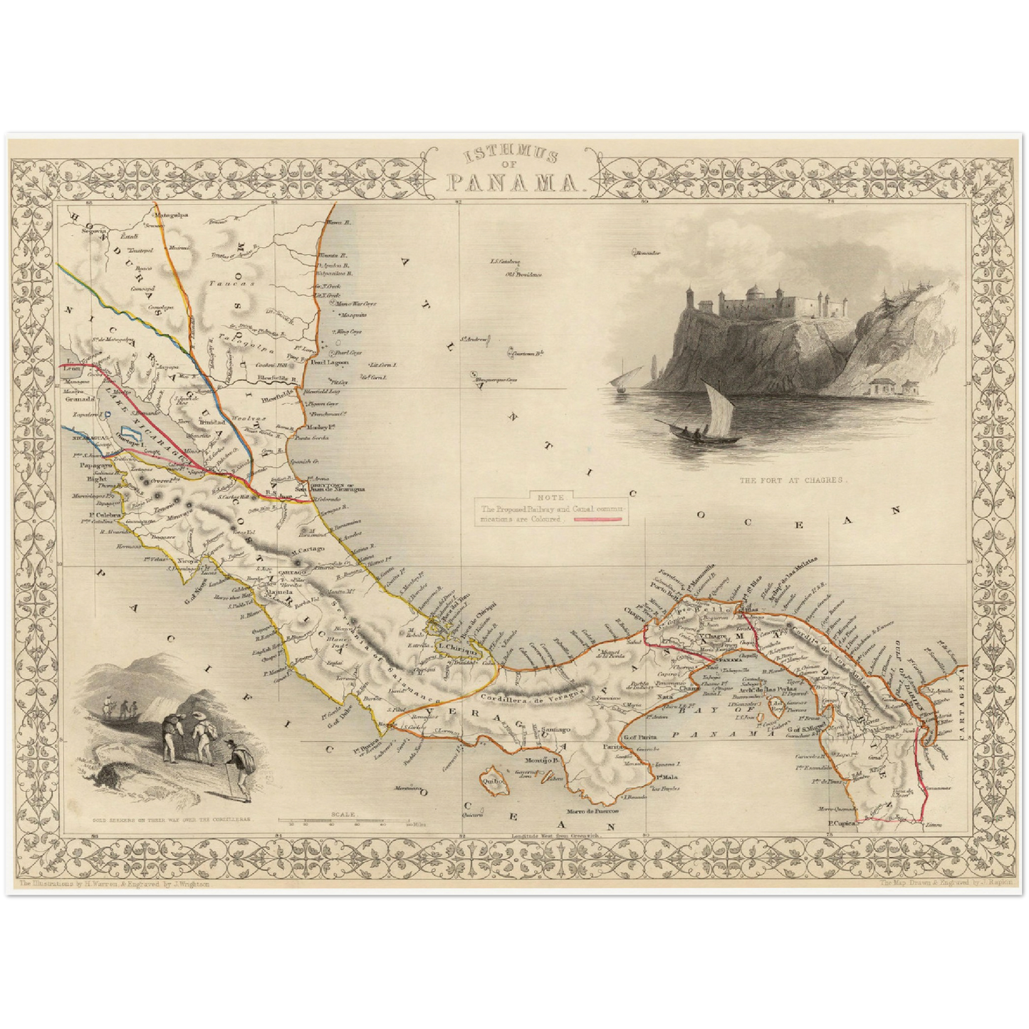 Historische Landkarte Panama um 1850