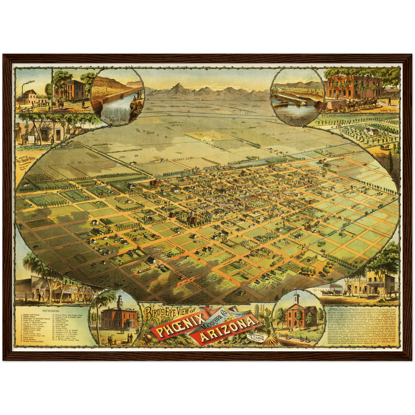 Historische Stadtansicht Phoenix um 1885