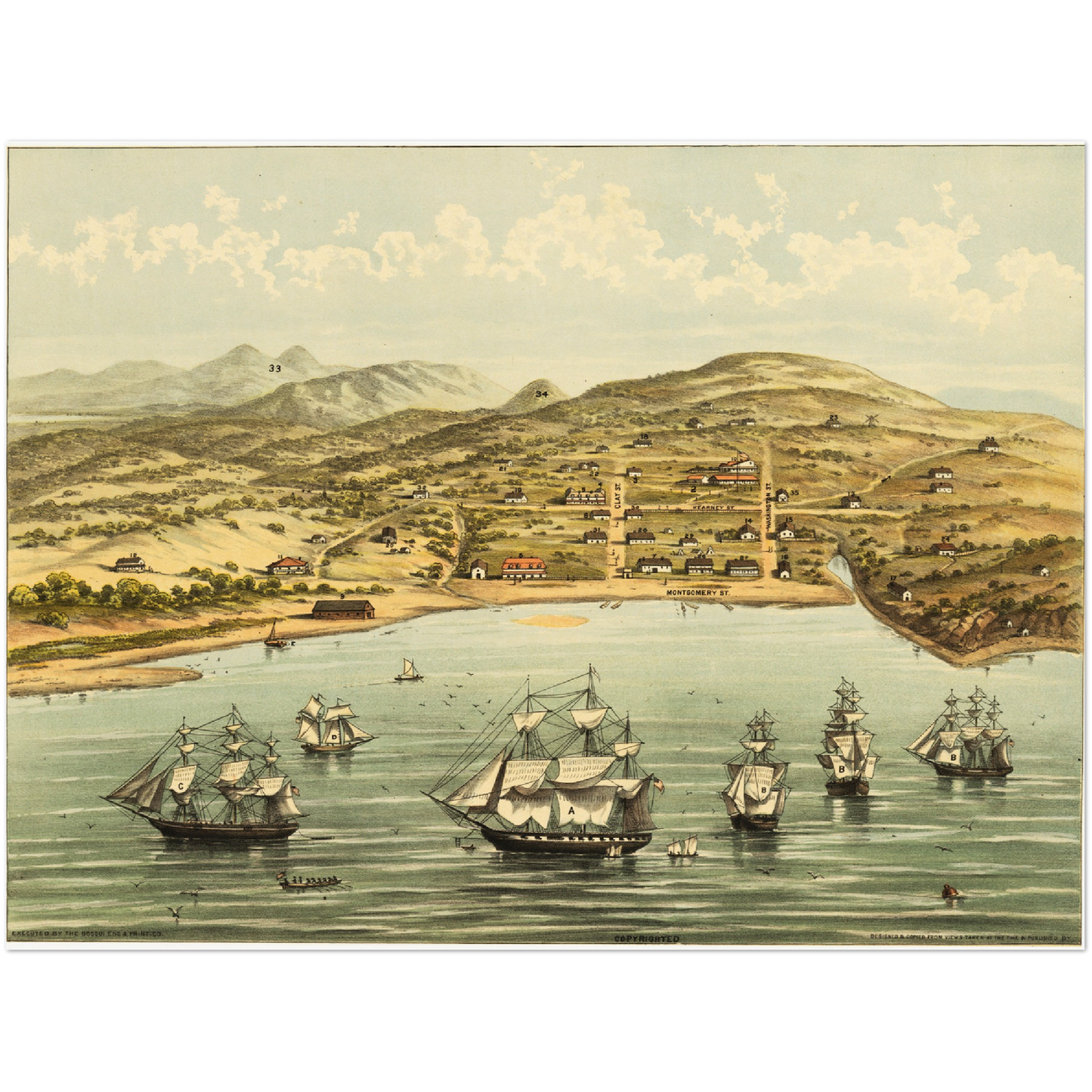 Historische Stadtansicht San Francisco um 1846