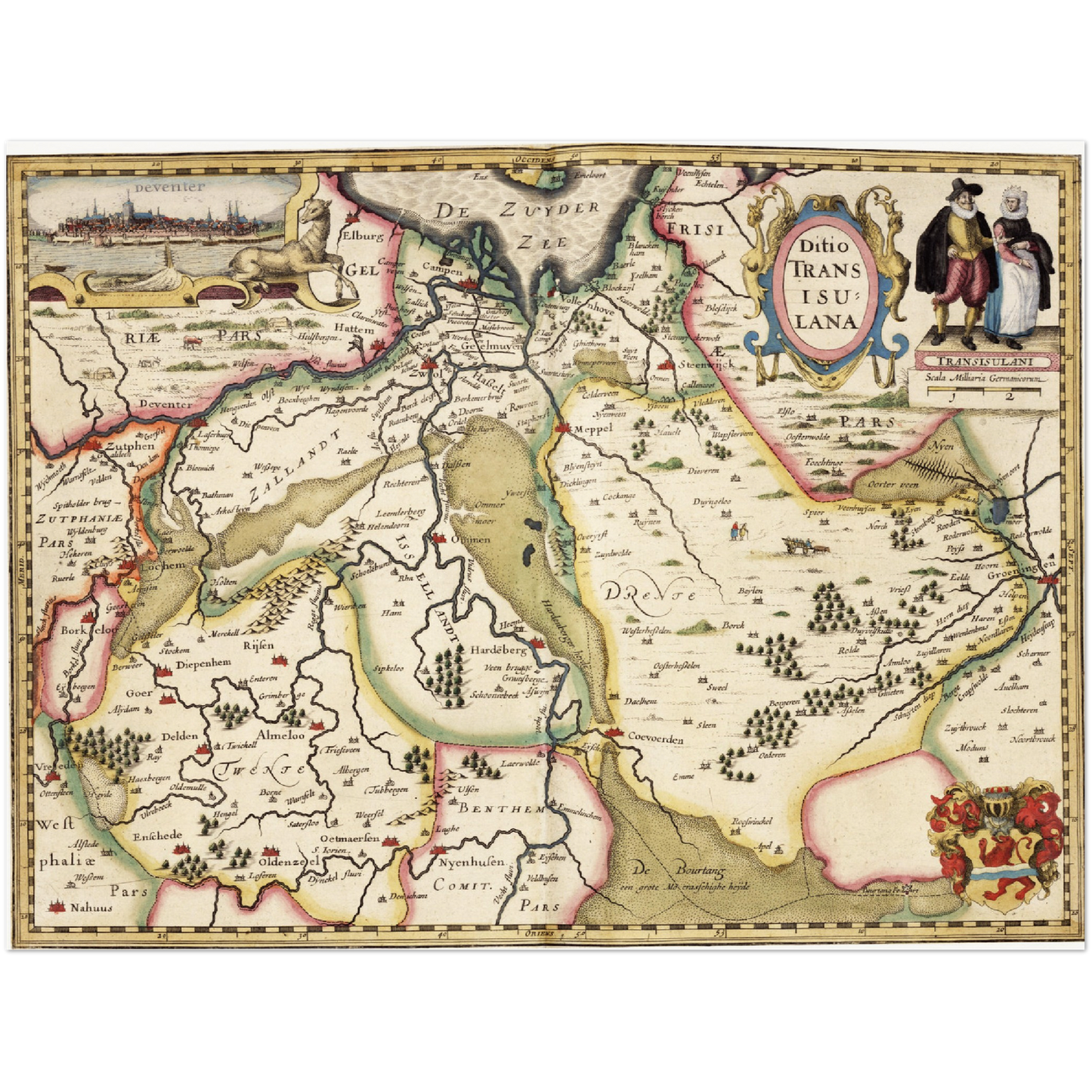 Historische Landkarte Provinz Overijssel um 1617