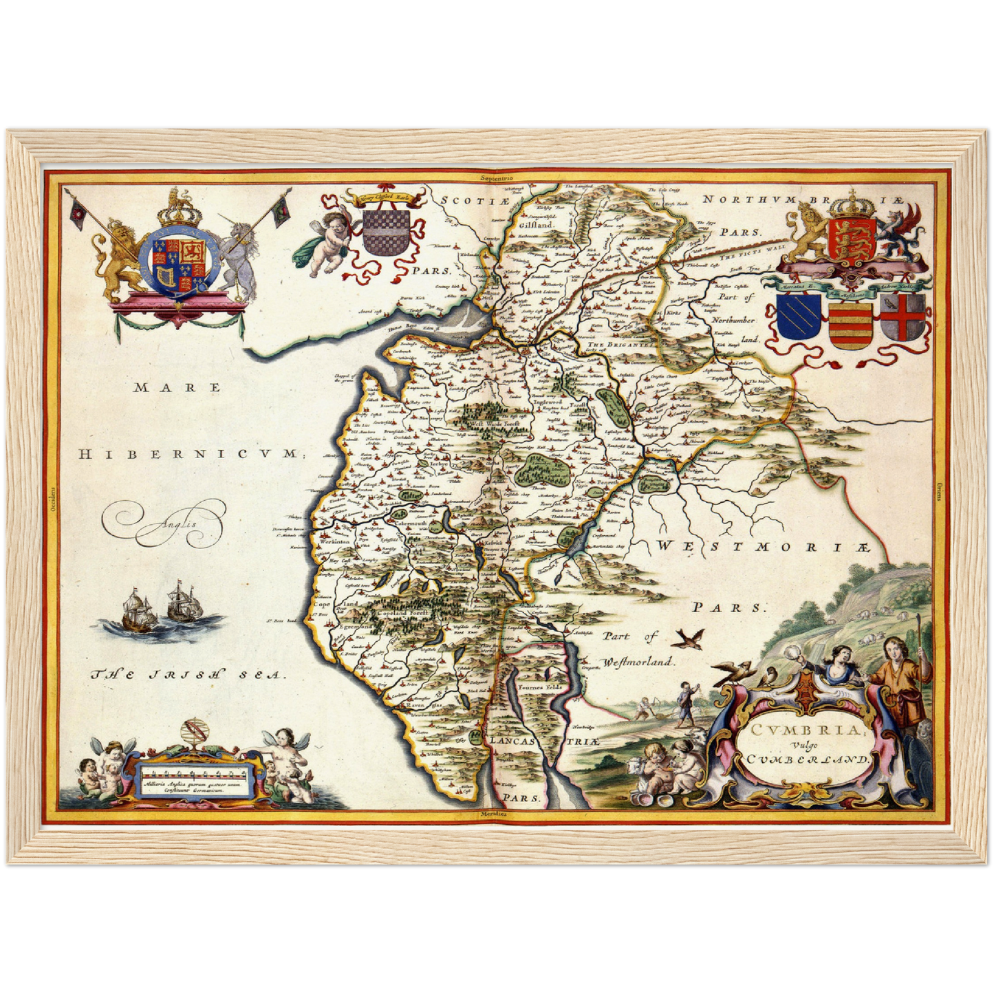 Historische Landkarte Cumbria um 1646