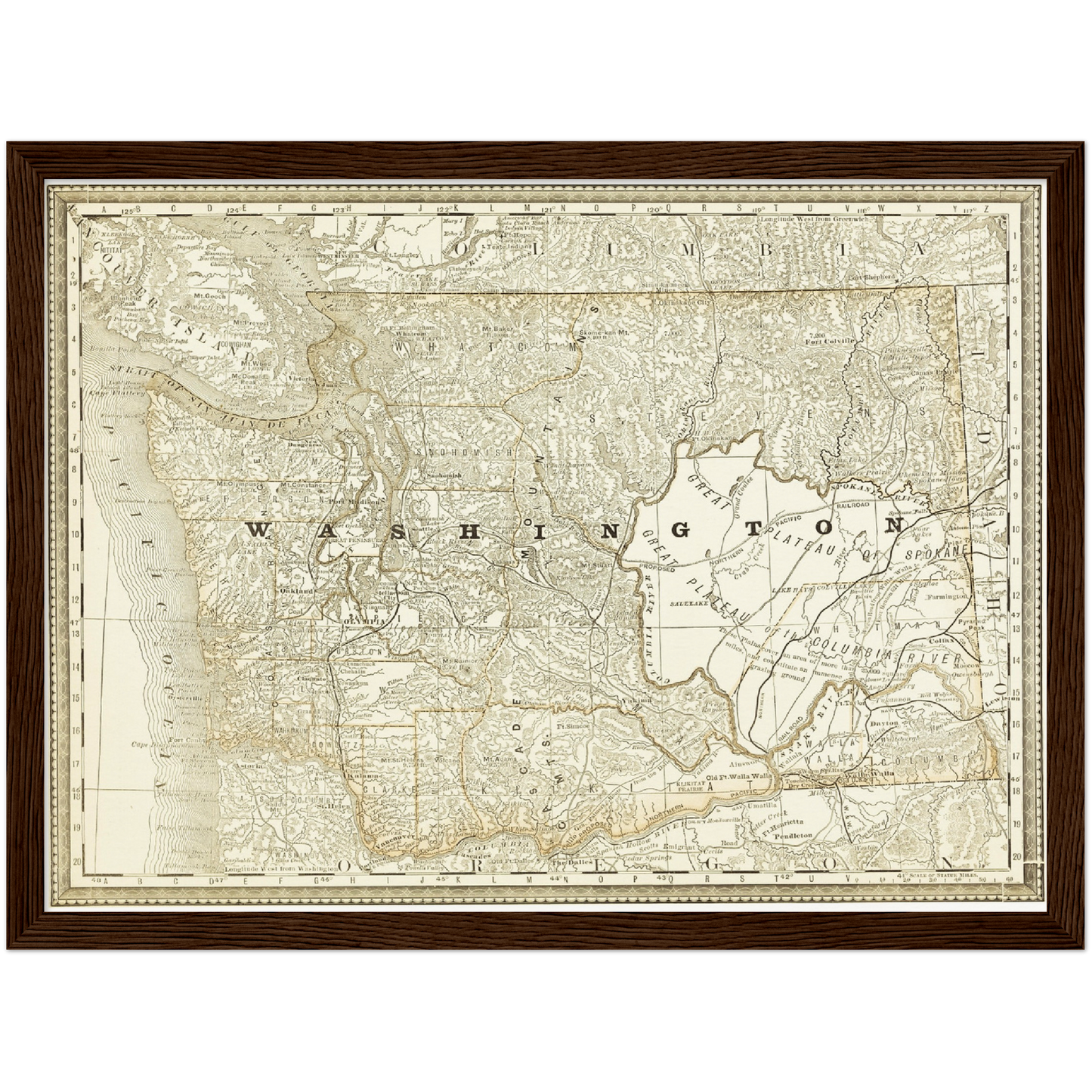 Historische Landkarte Washington um 1882
