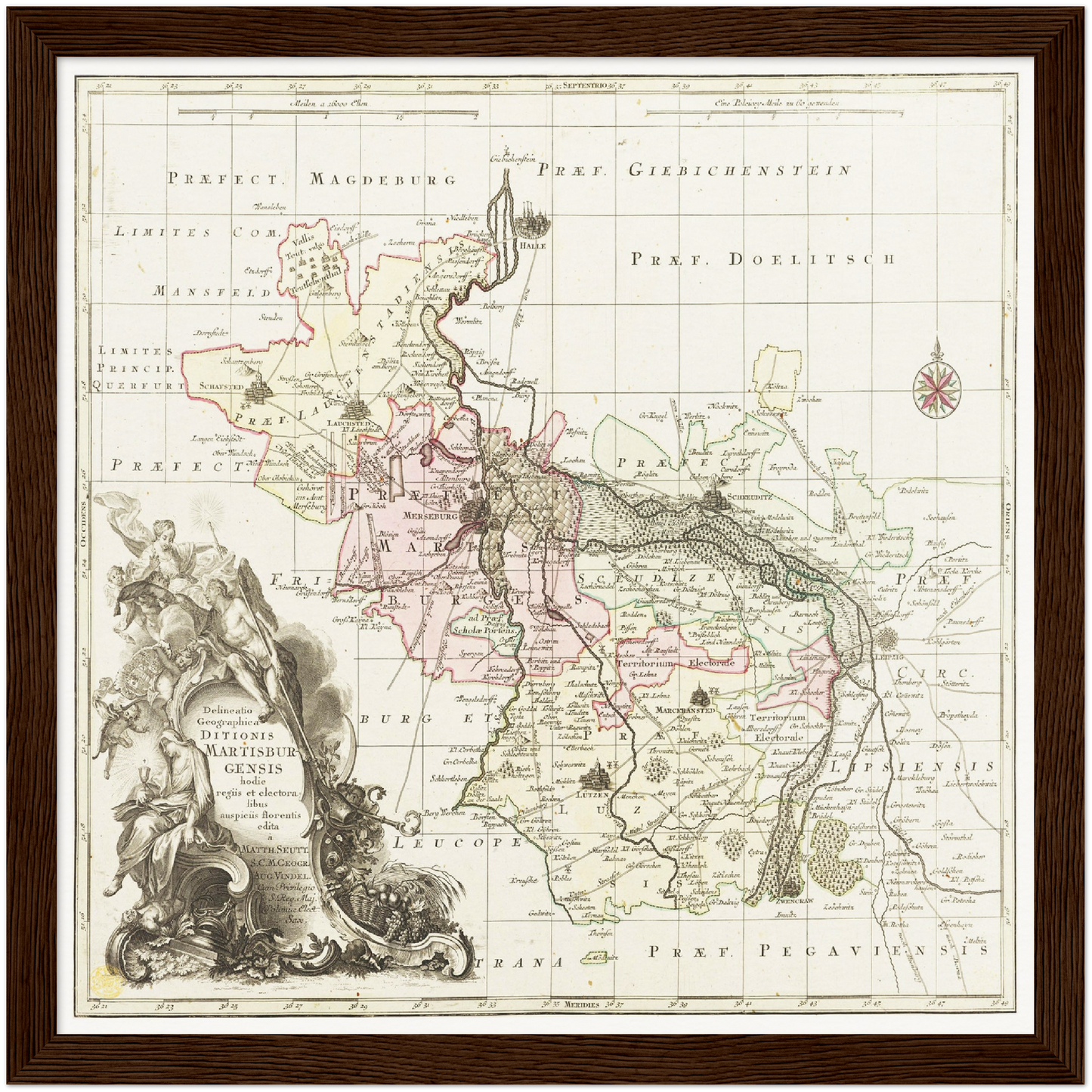 Historische Landkarte Merseburg um 1750