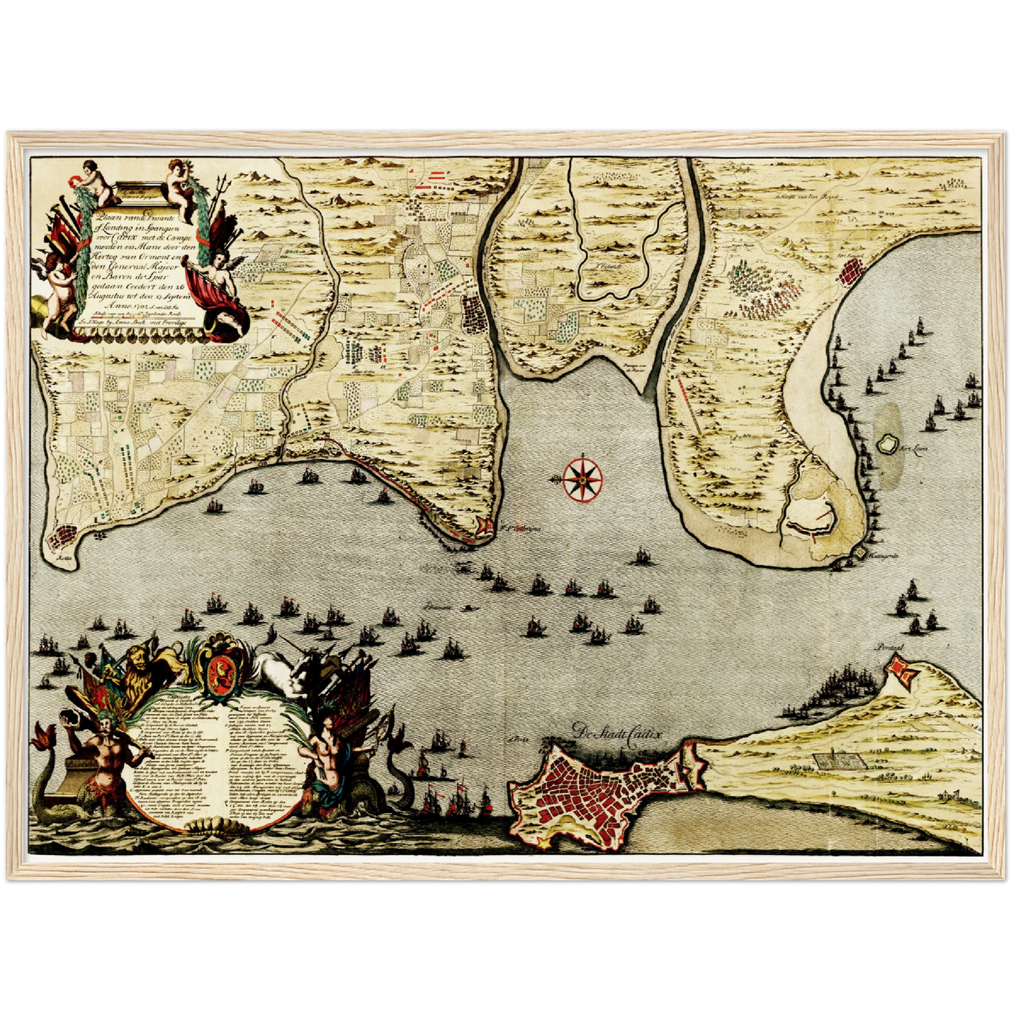 Historischer Stadtplan Cadiz um 1700