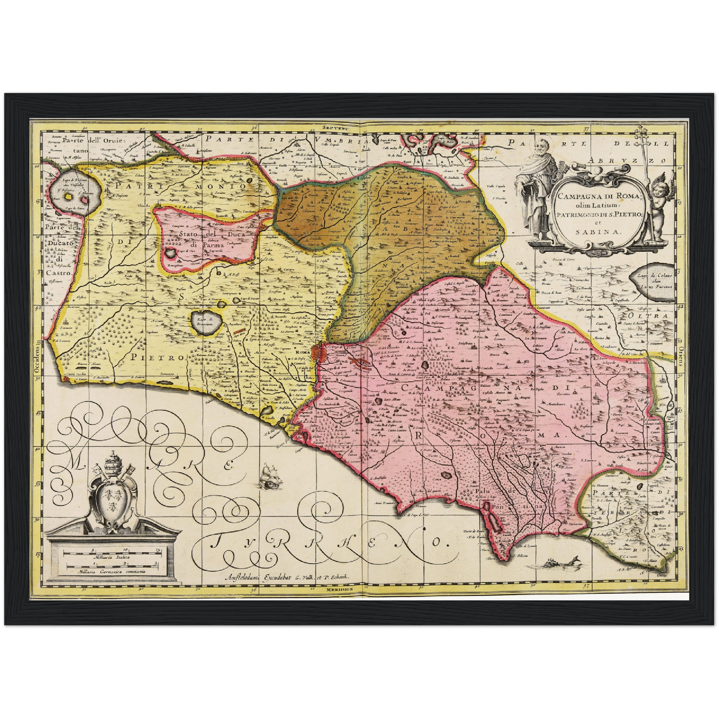 Historische Landkarte Latium um 1700