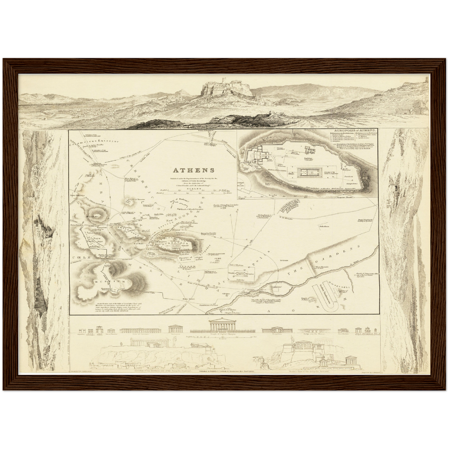 Historischer Stadtplan Athen um 1832