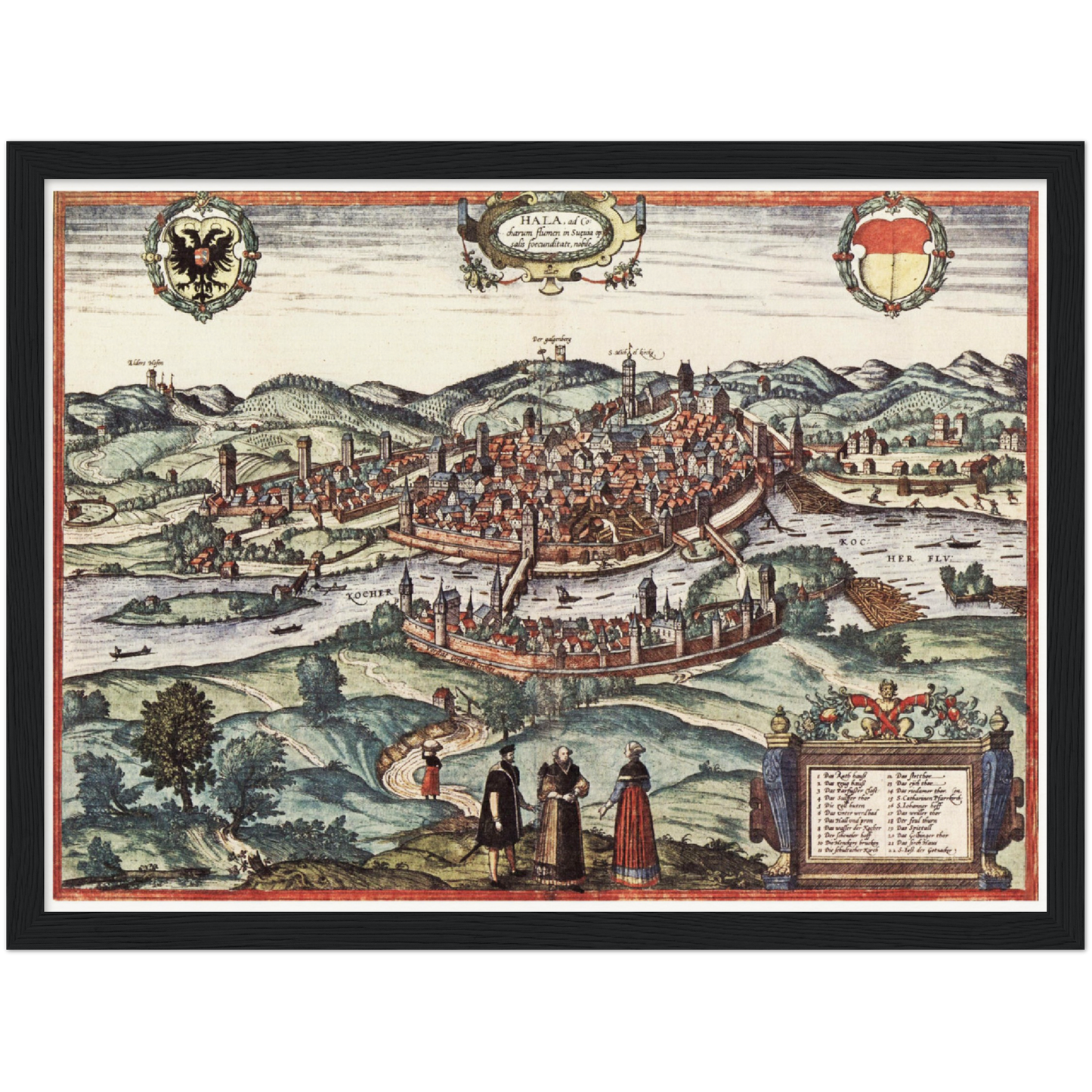 Historische Stadtansicht Schwäbisch Hall um 1580
