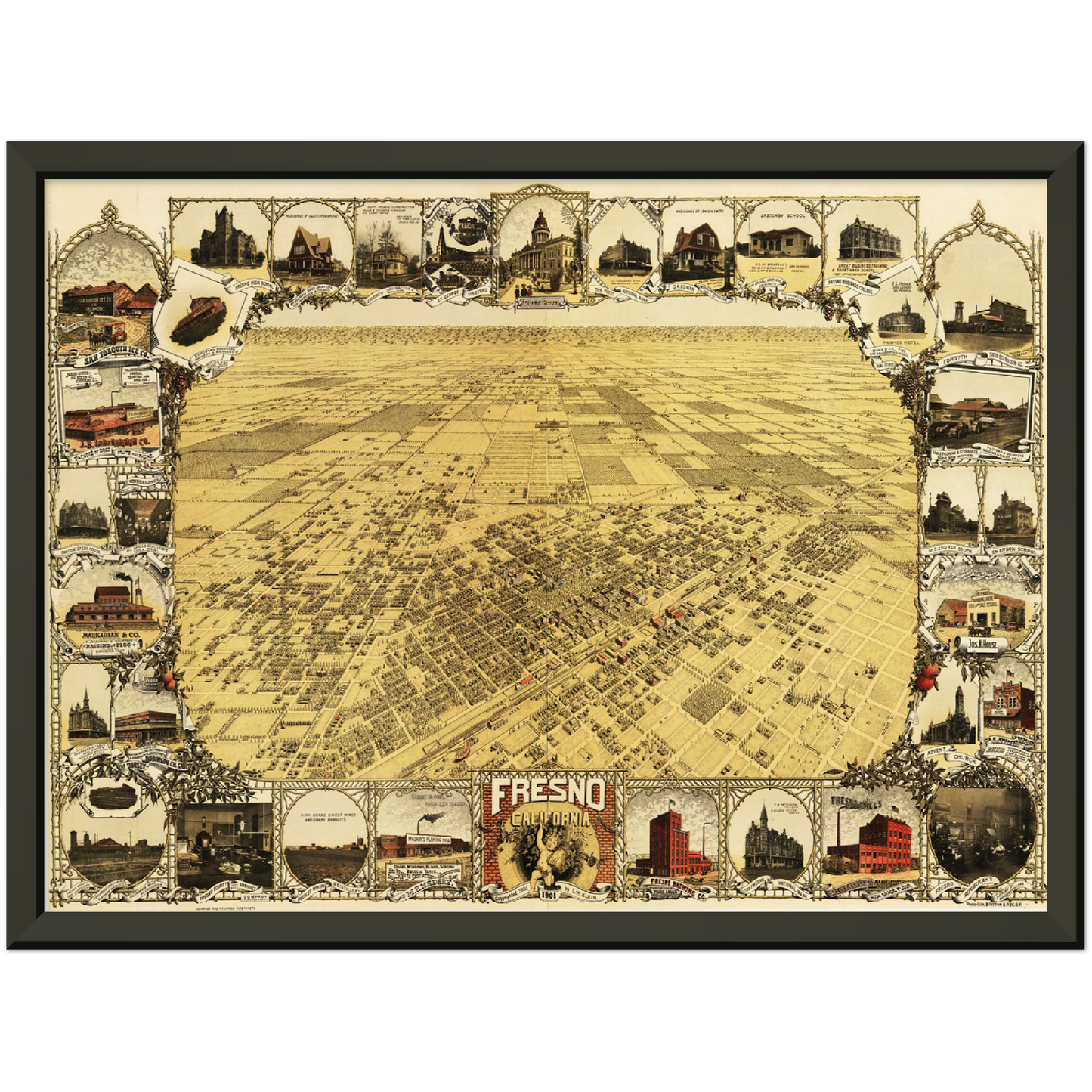 Historische Stadtansicht Fresno um 1901
