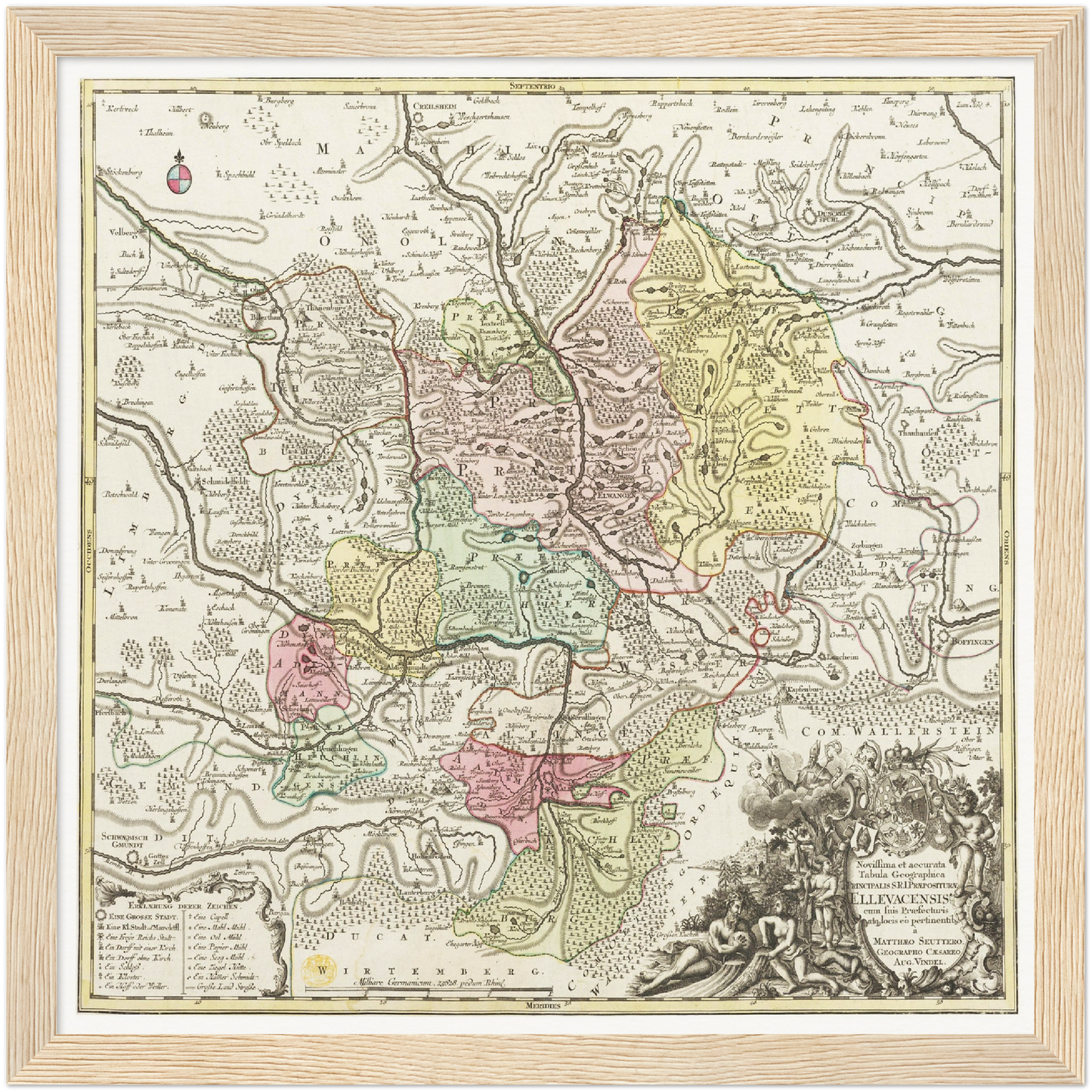 Historische Landkarte Ellwangen um 1750