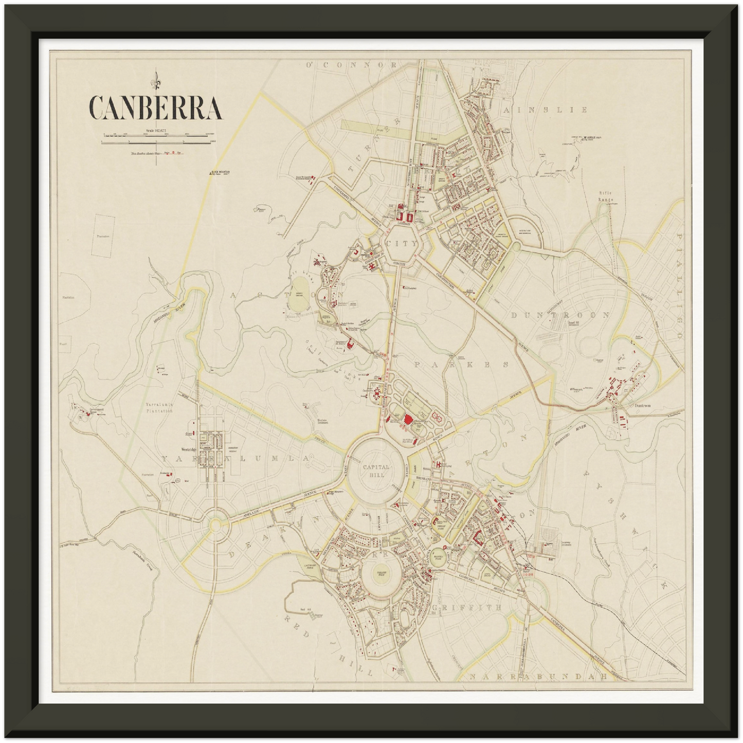 Historischer Stadtplan Canberra um 1933