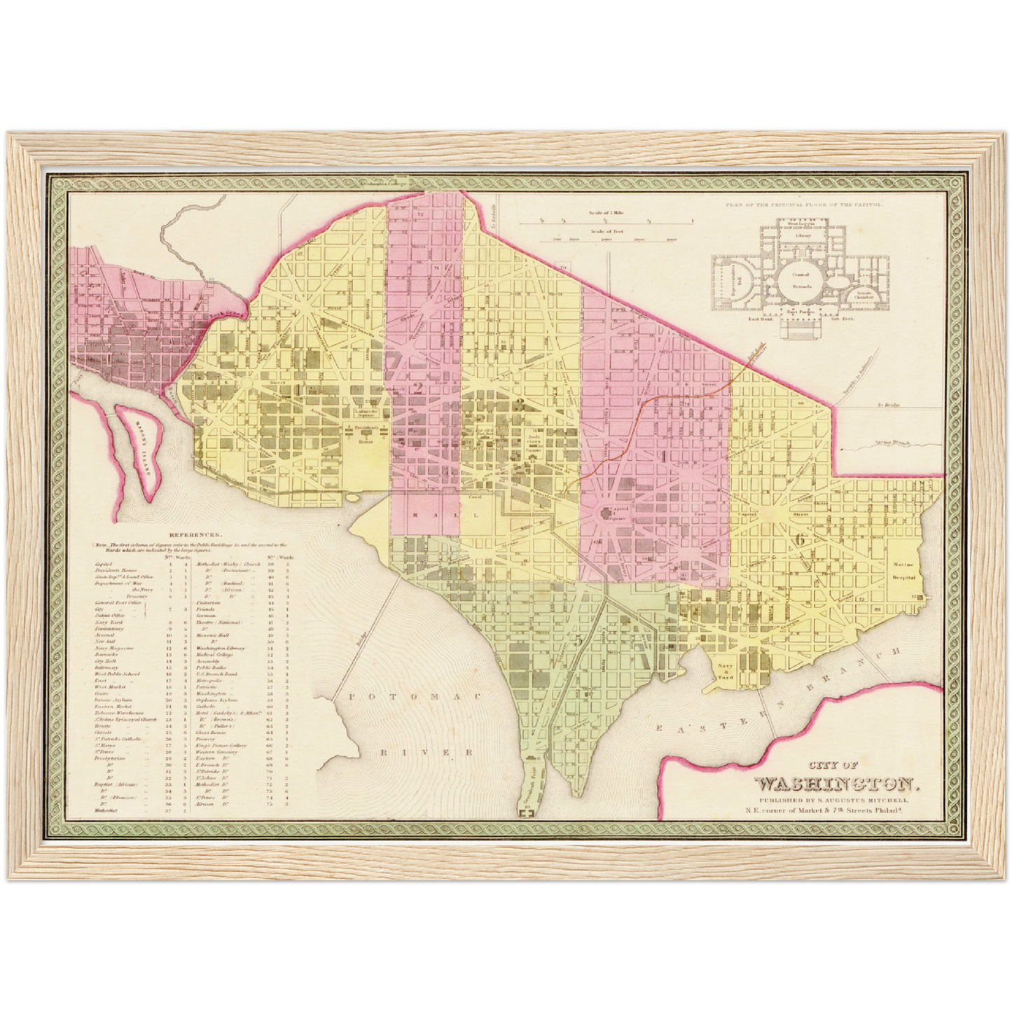 Historische Landkarte District of Columbia um 1849
