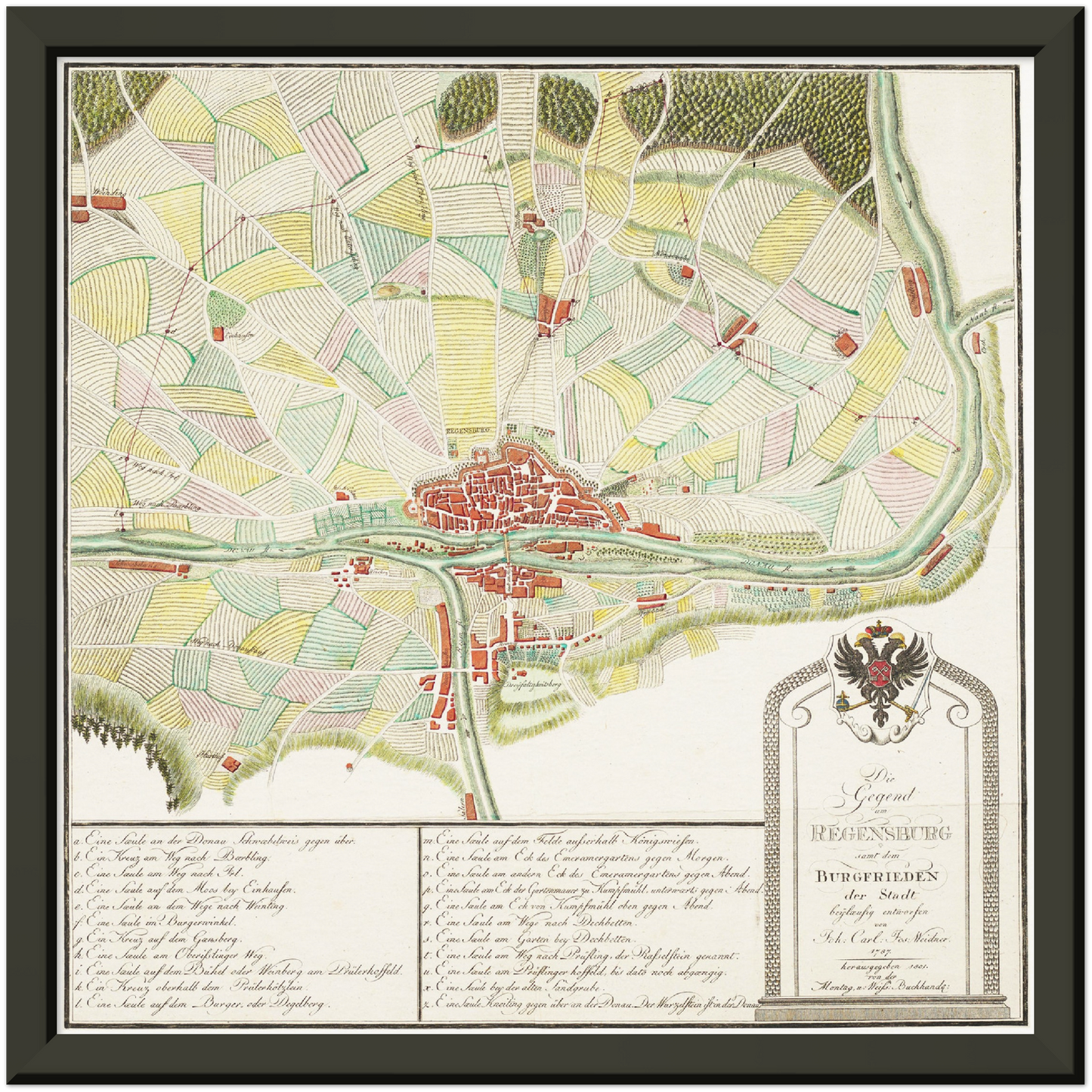 Historische Landkarte Regensburg um 1801