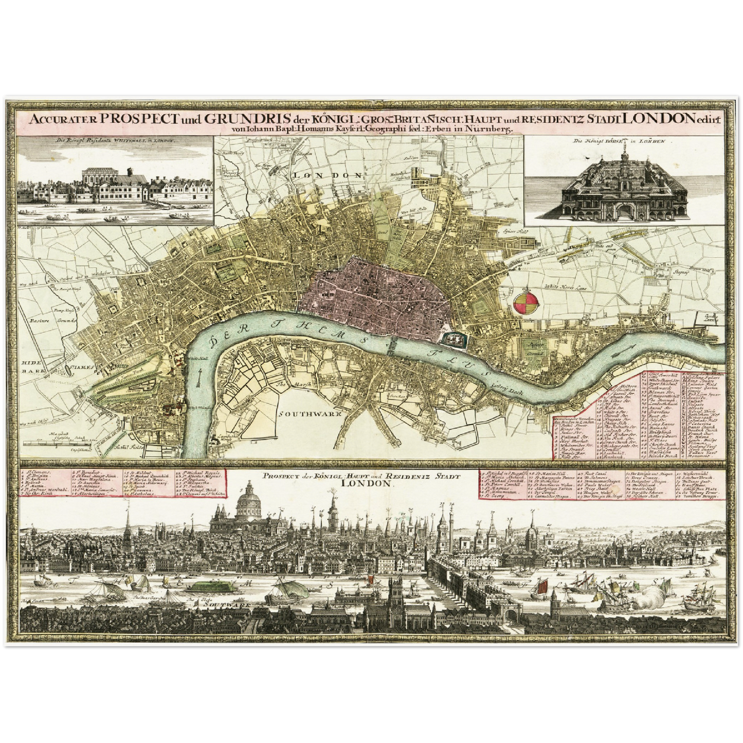 Historischer Stadtplan London um 1750