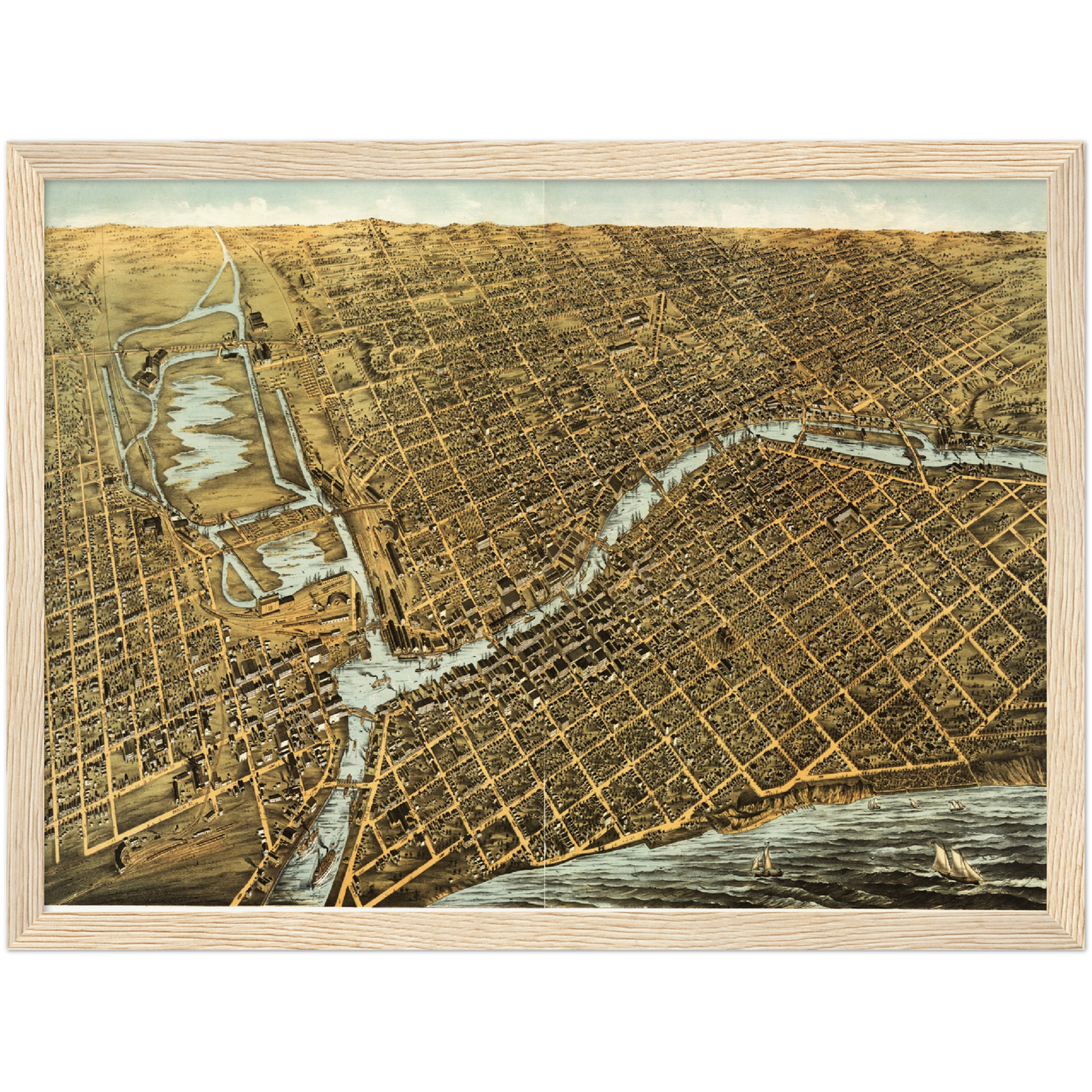 Historische Stadtansicht Milwaukee um 1872