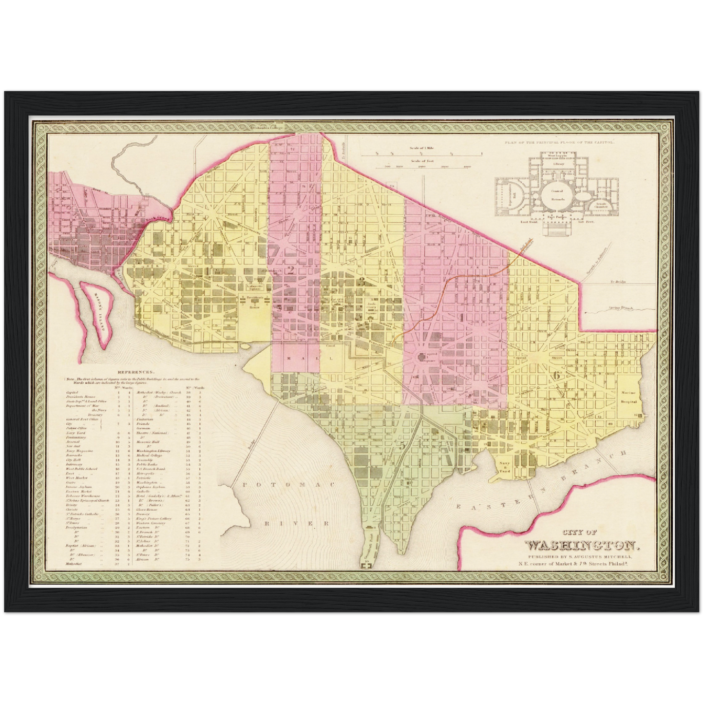Historische Landkarte District of Columbia um 1849