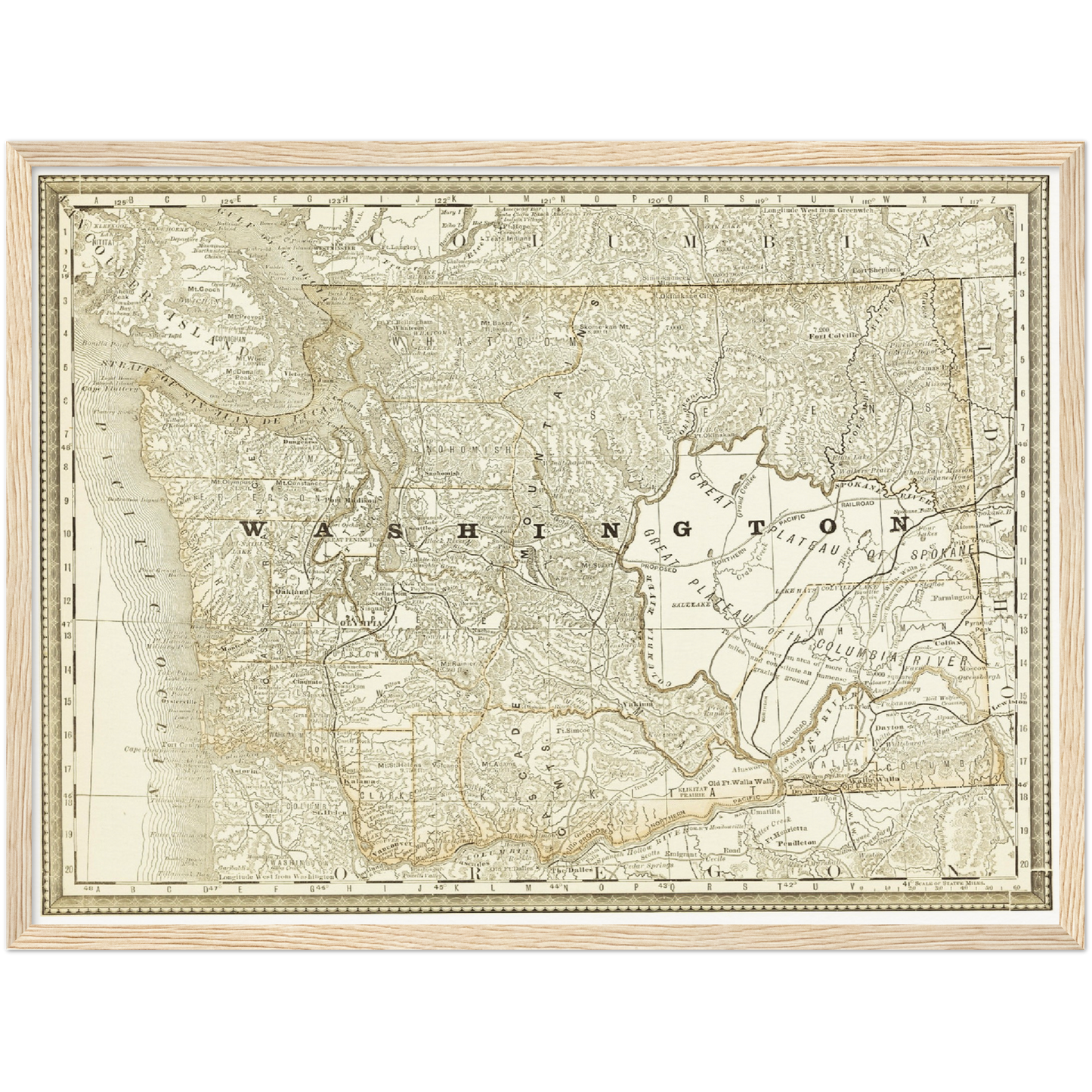 Historische Landkarte Washington um 1882