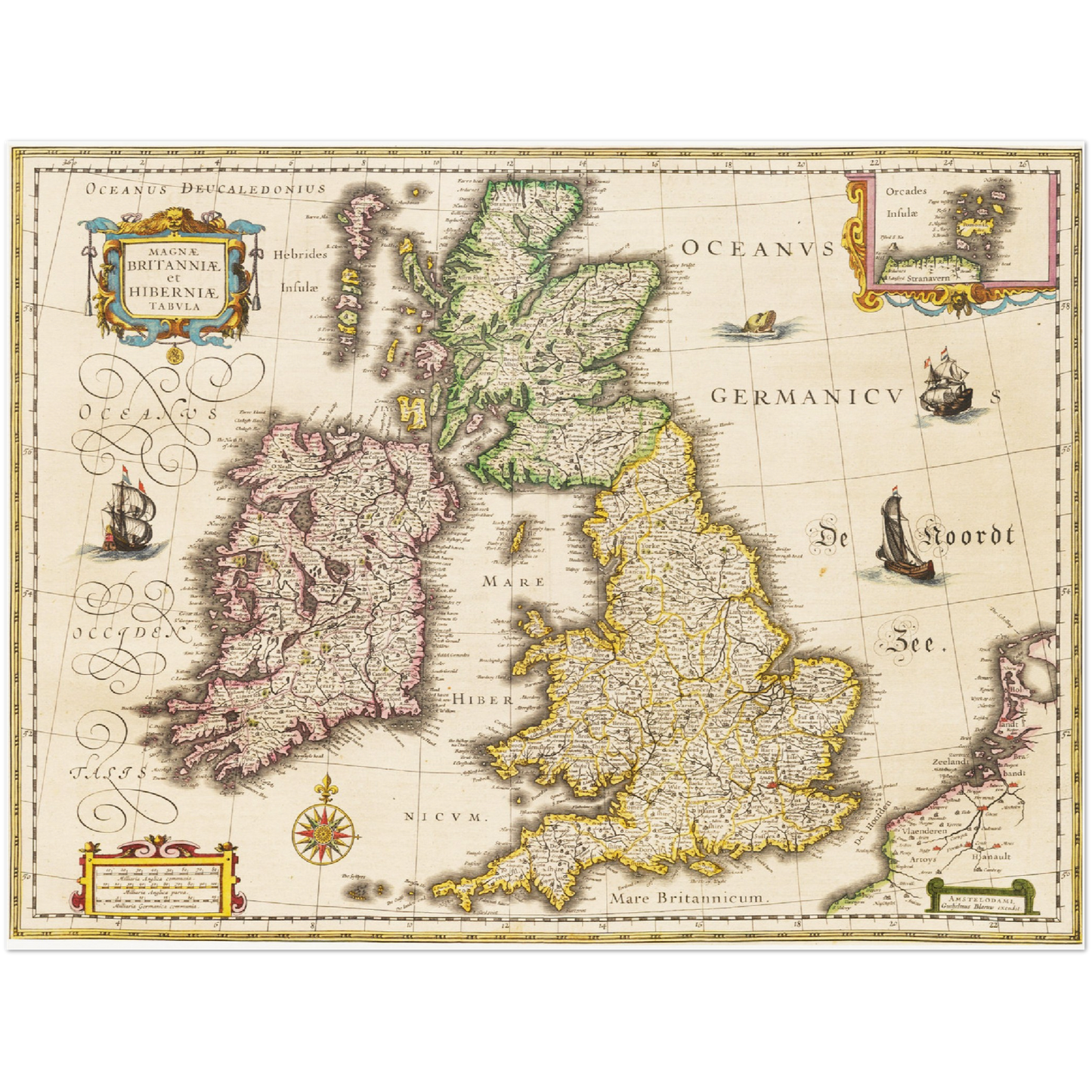 Historische Landkarte Vereinigtes Königreich um 1635
