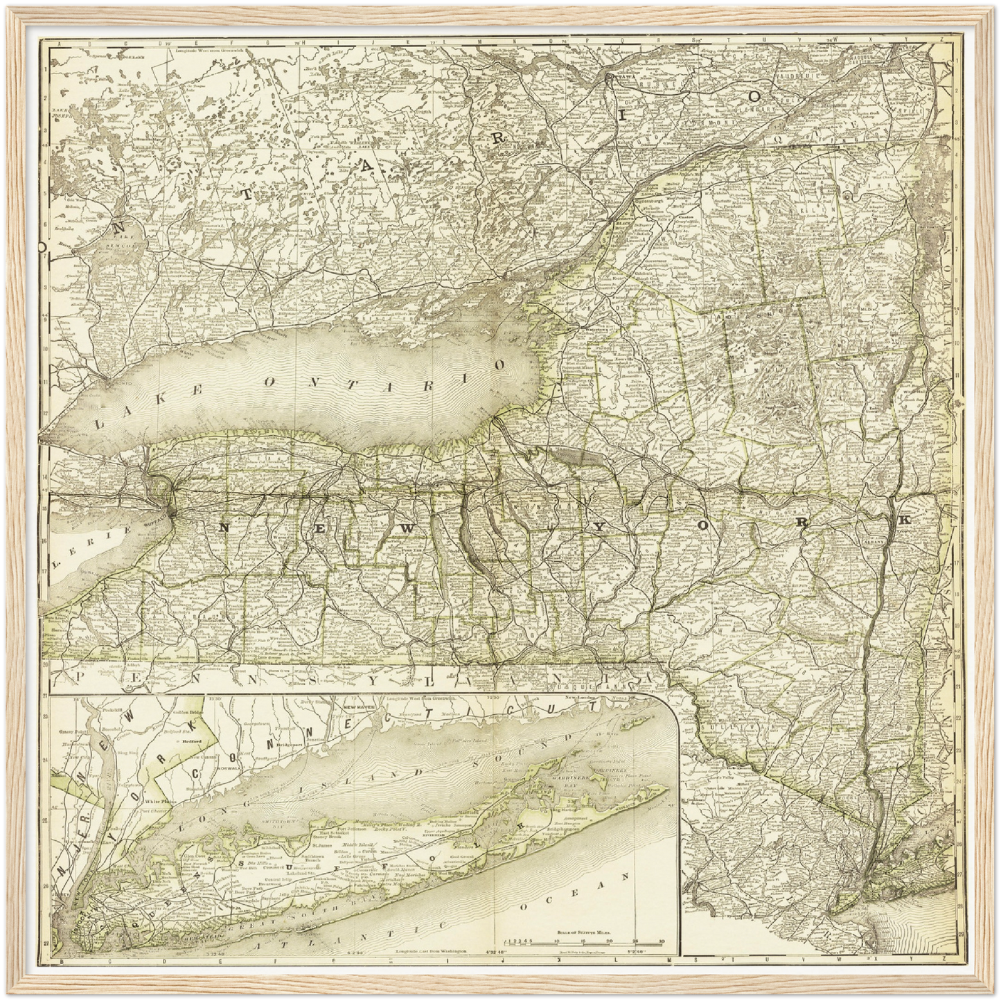 Historische Landkarte New York um 1882