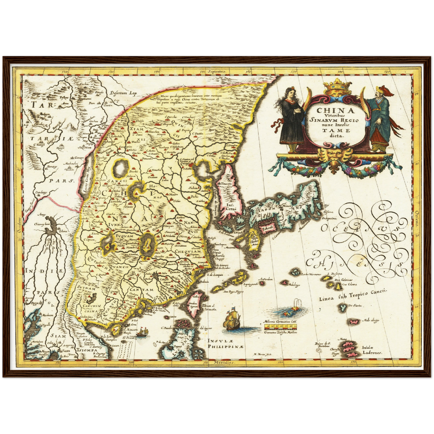 Historische Landkarte China um 1636