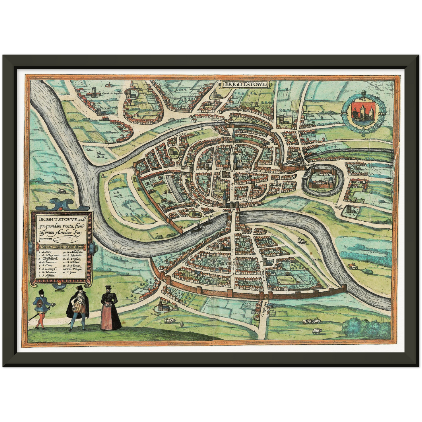Historische Stadtansicht Bristol um 1609