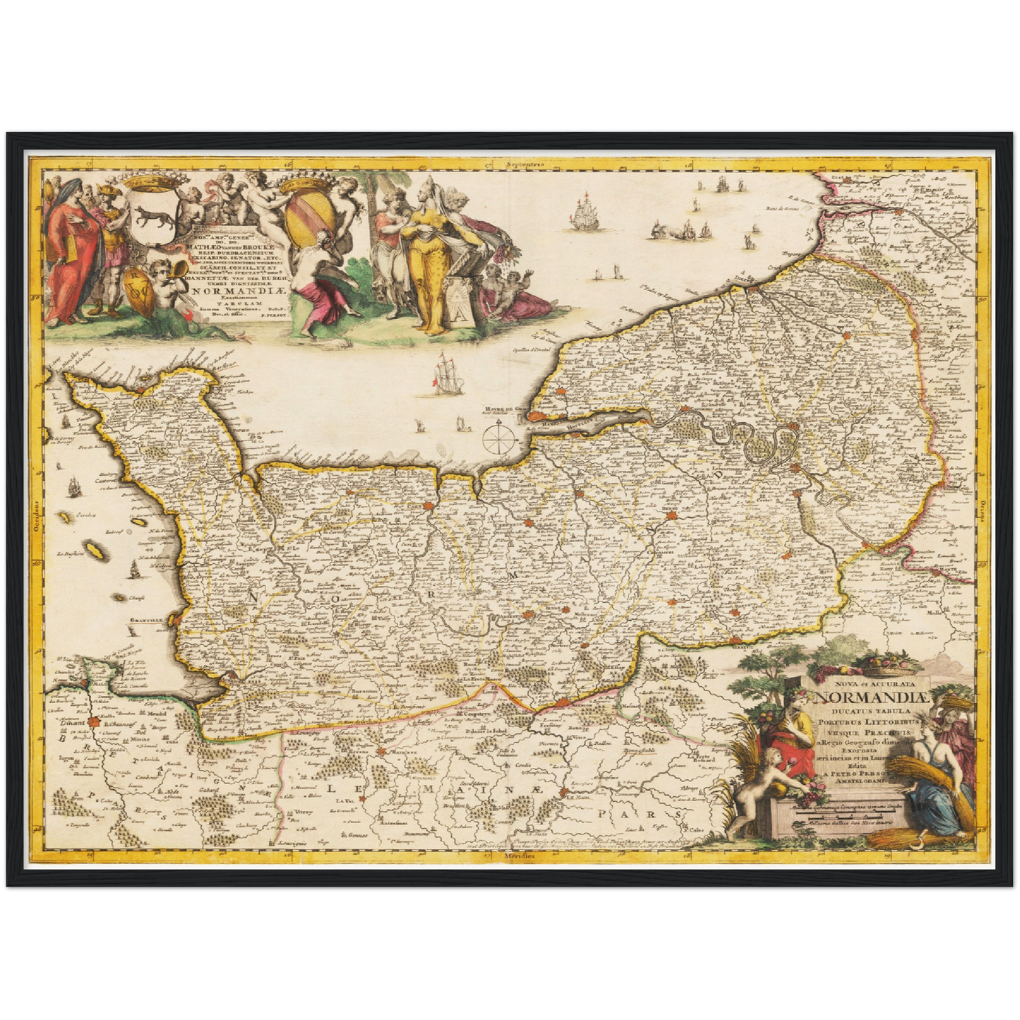 Historische Landkarte Normandie um 1698