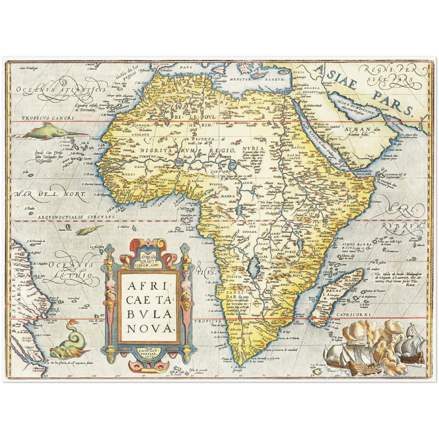 Historische Landkarte Afrika um 1570