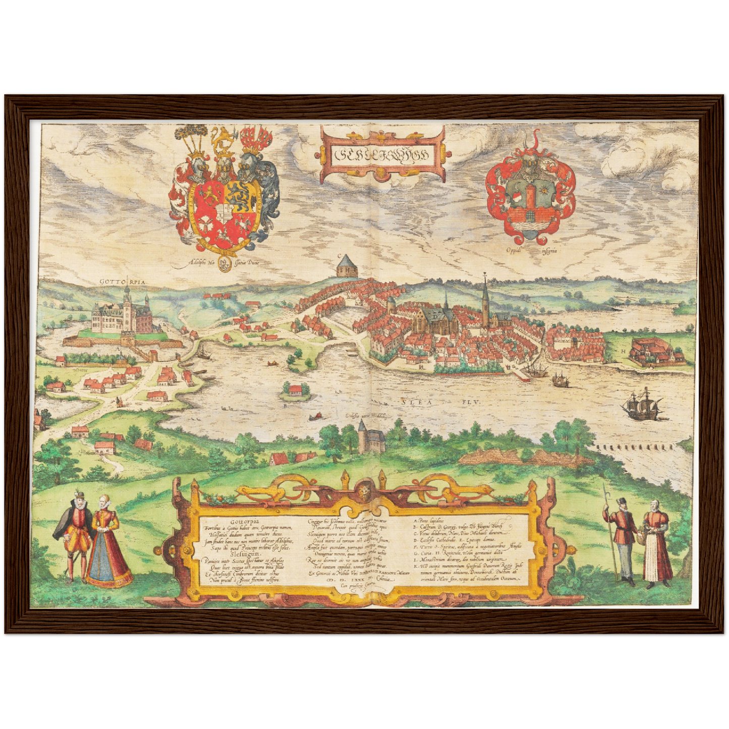 Historische Stadtansicht Schleswig um 1592