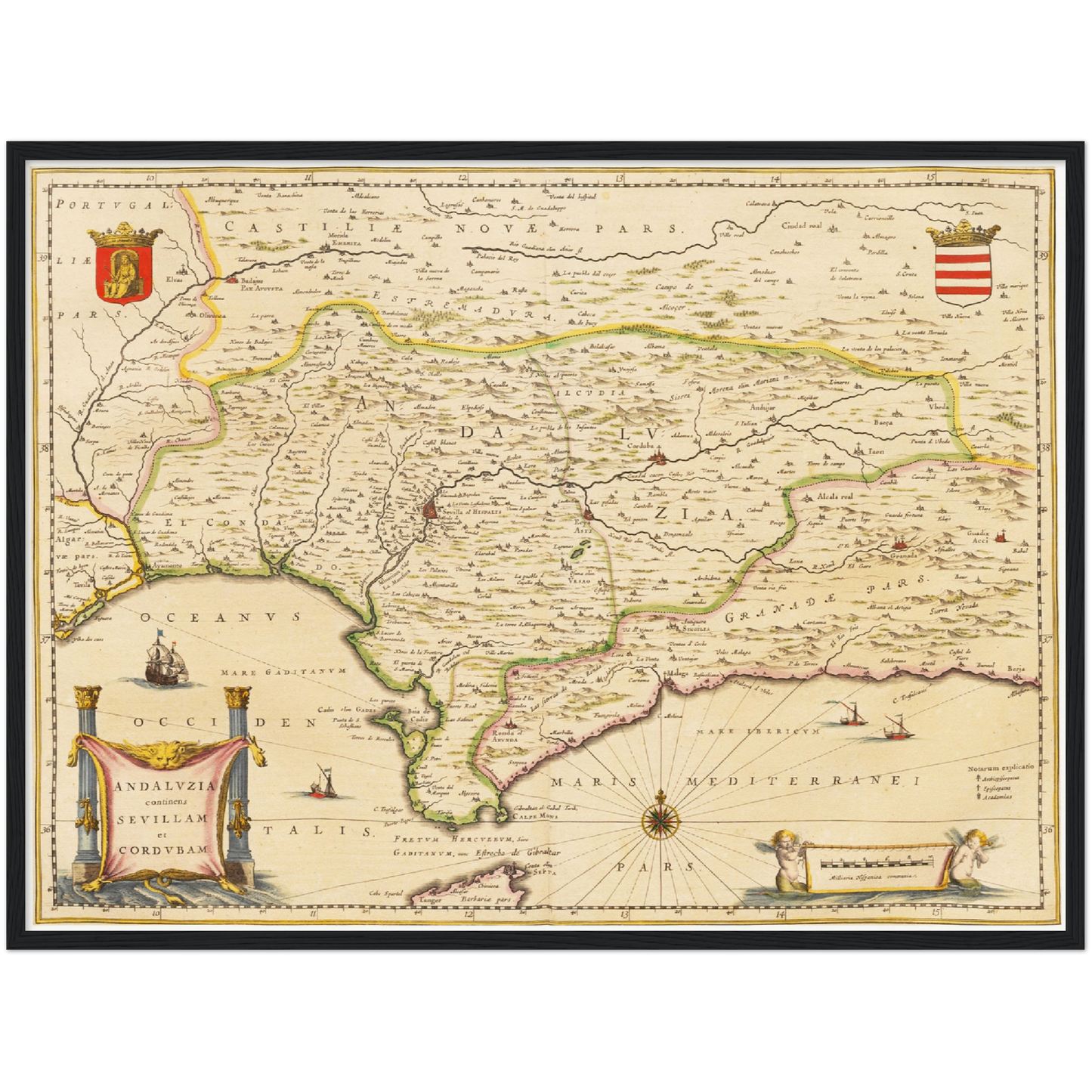 Historische Landkarte Andalusien um 1635