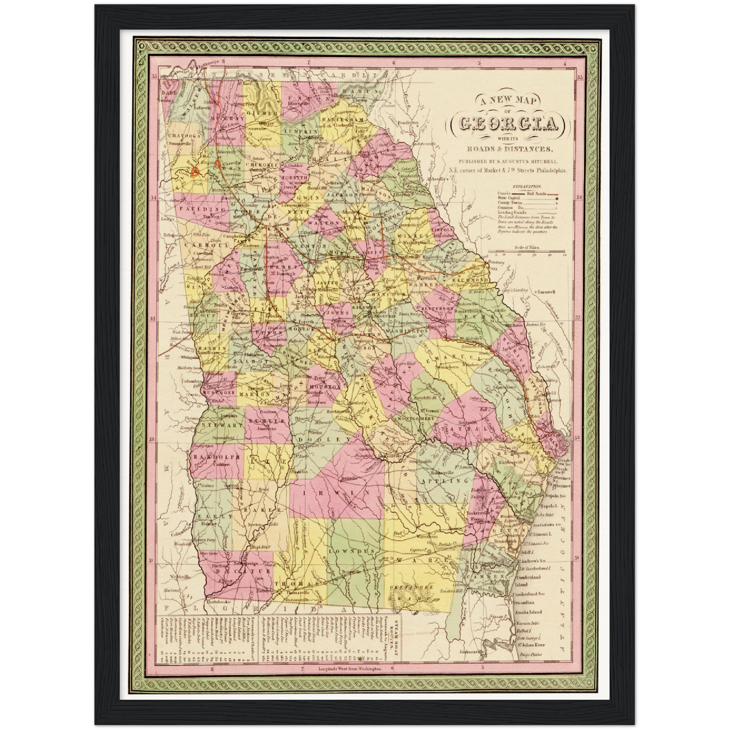 Historische Landkarte Georgia um 1849