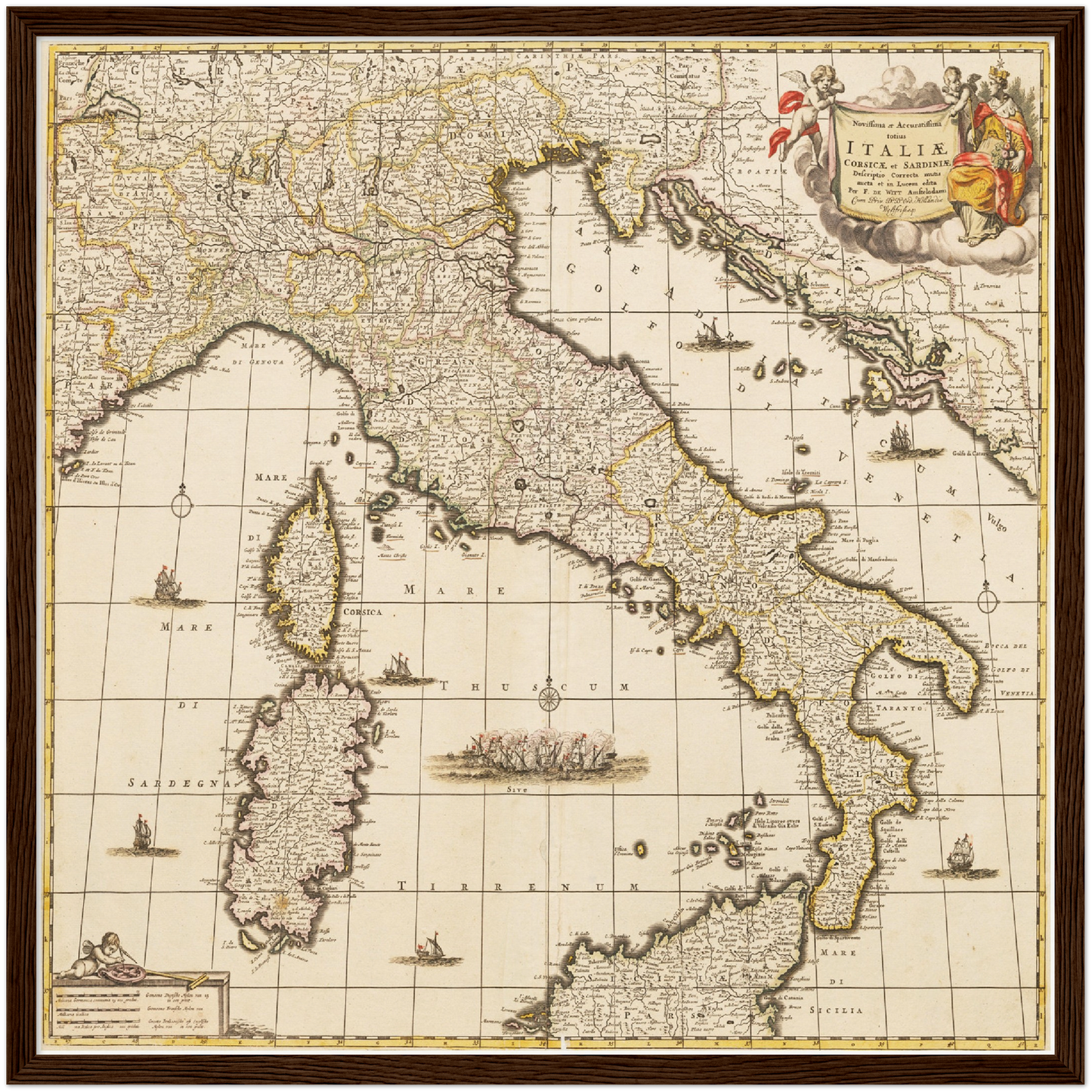 Historische Landkarte Italien um 1698
