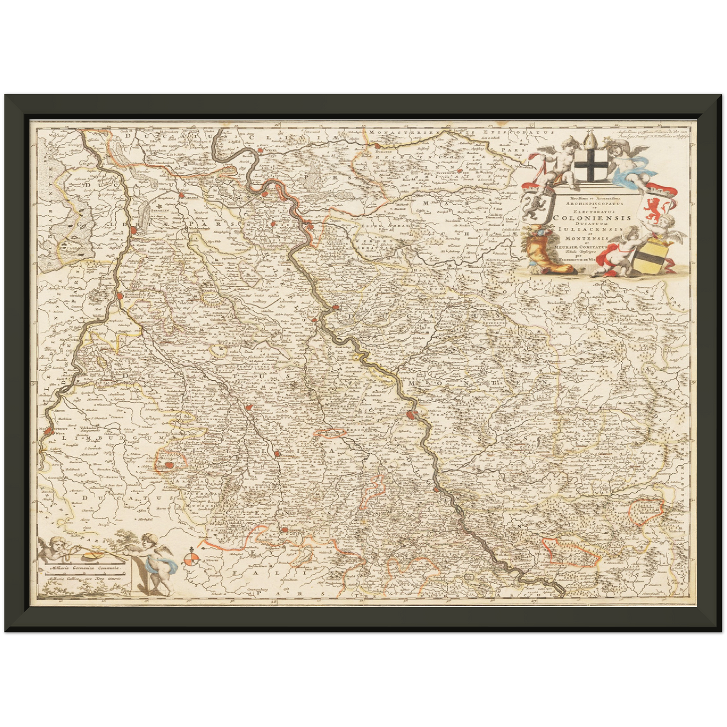Historische Landkarte Rheinland um 1698