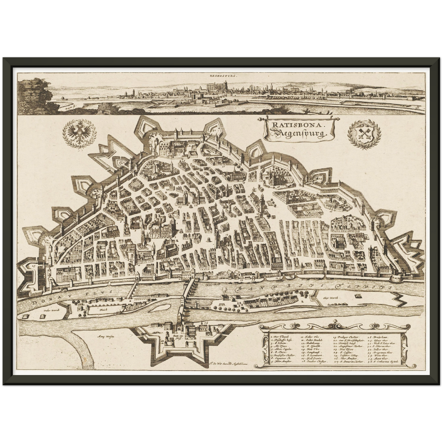 Historische Stadtansicht Regensburg um 1700