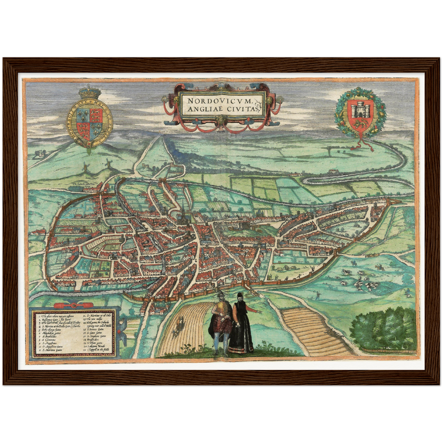 Historische Stadtansicht Norwich um 1609