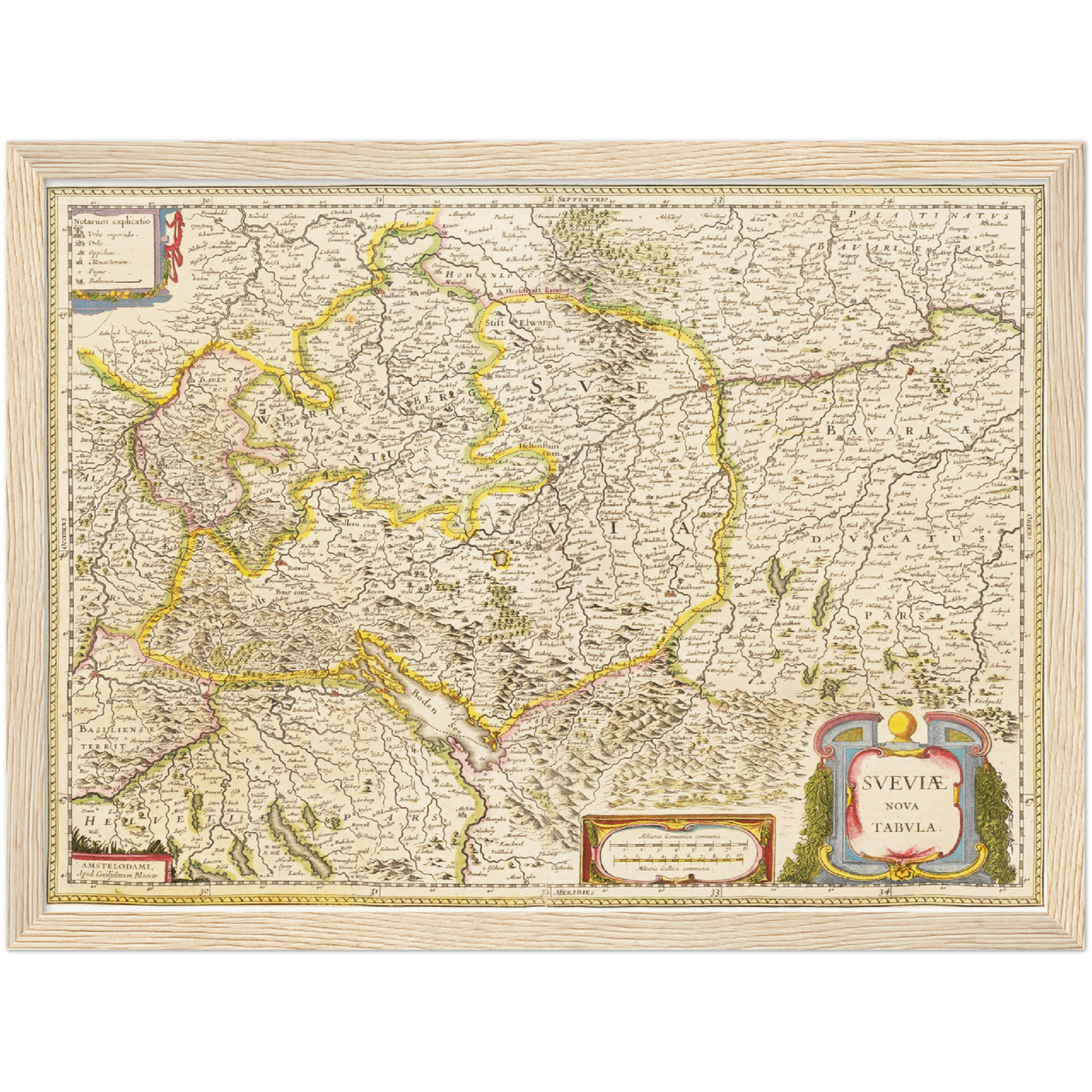 Historische Landkarte Schwaben um 1635