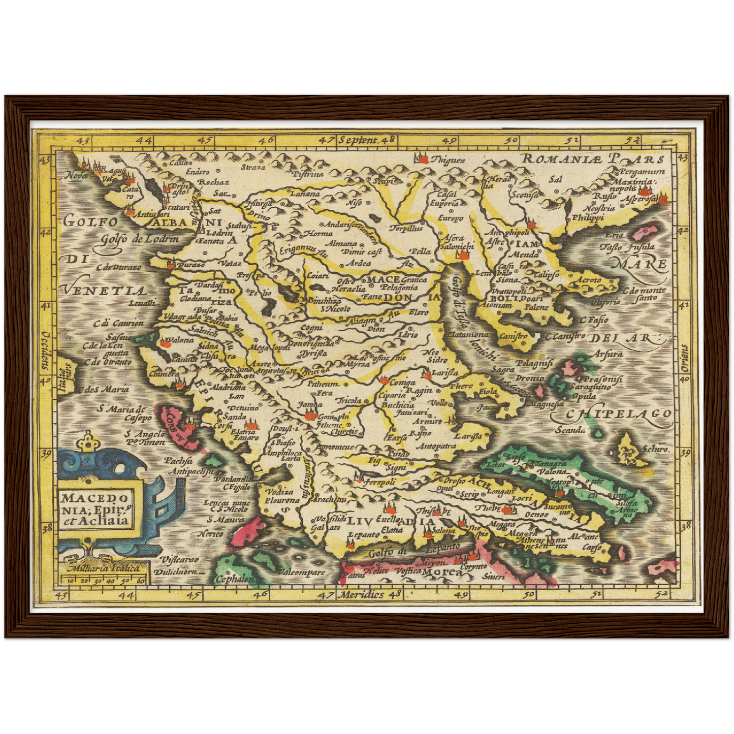 Historische Landkarte Mazedonien um 1609