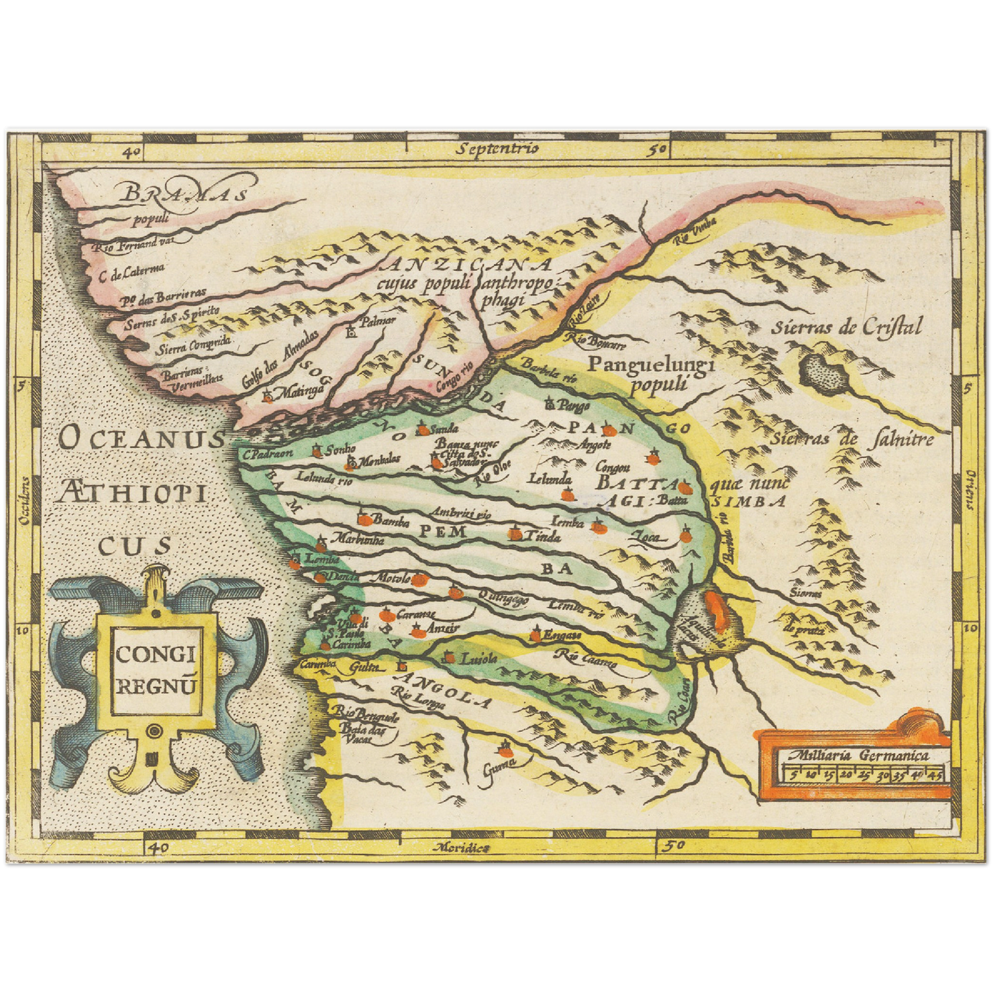 Historische Landkarte Kongo um 1609