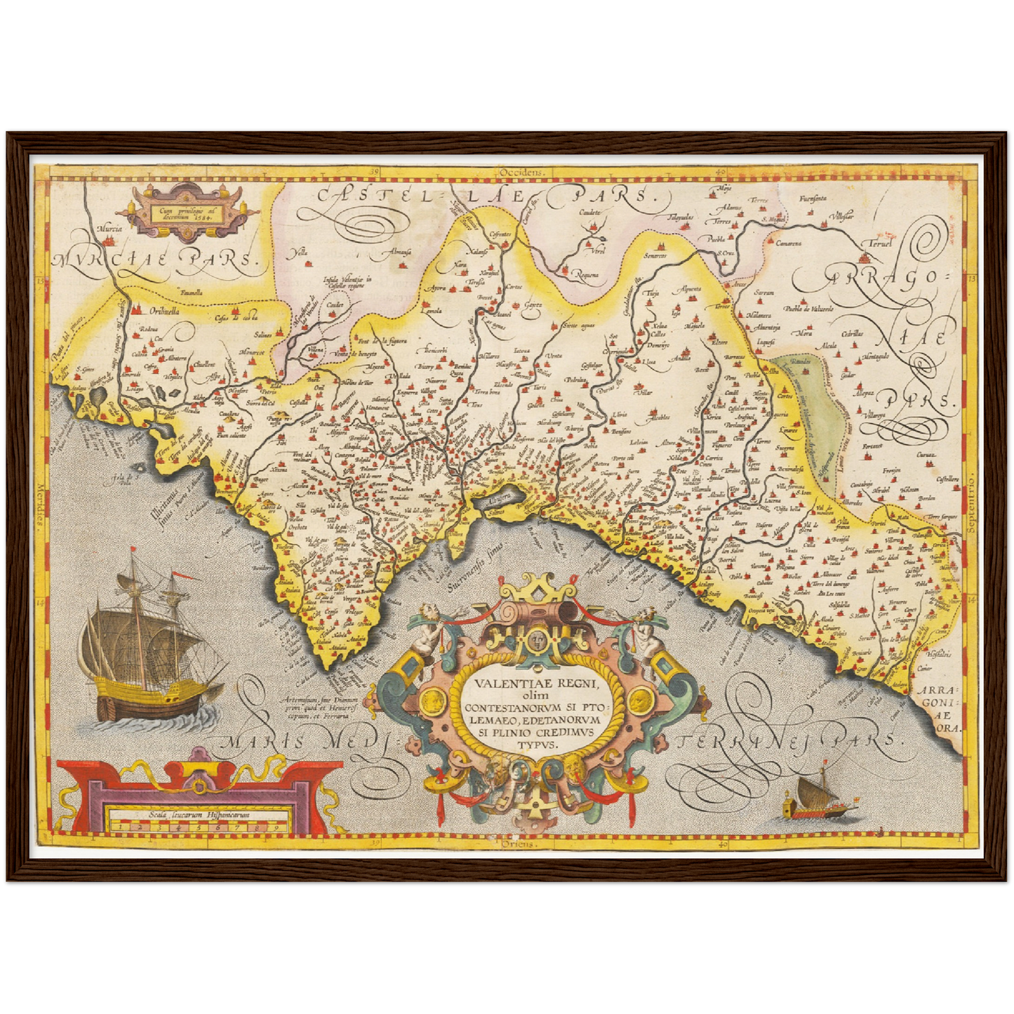 Historische Landkarte Valencia um 1609