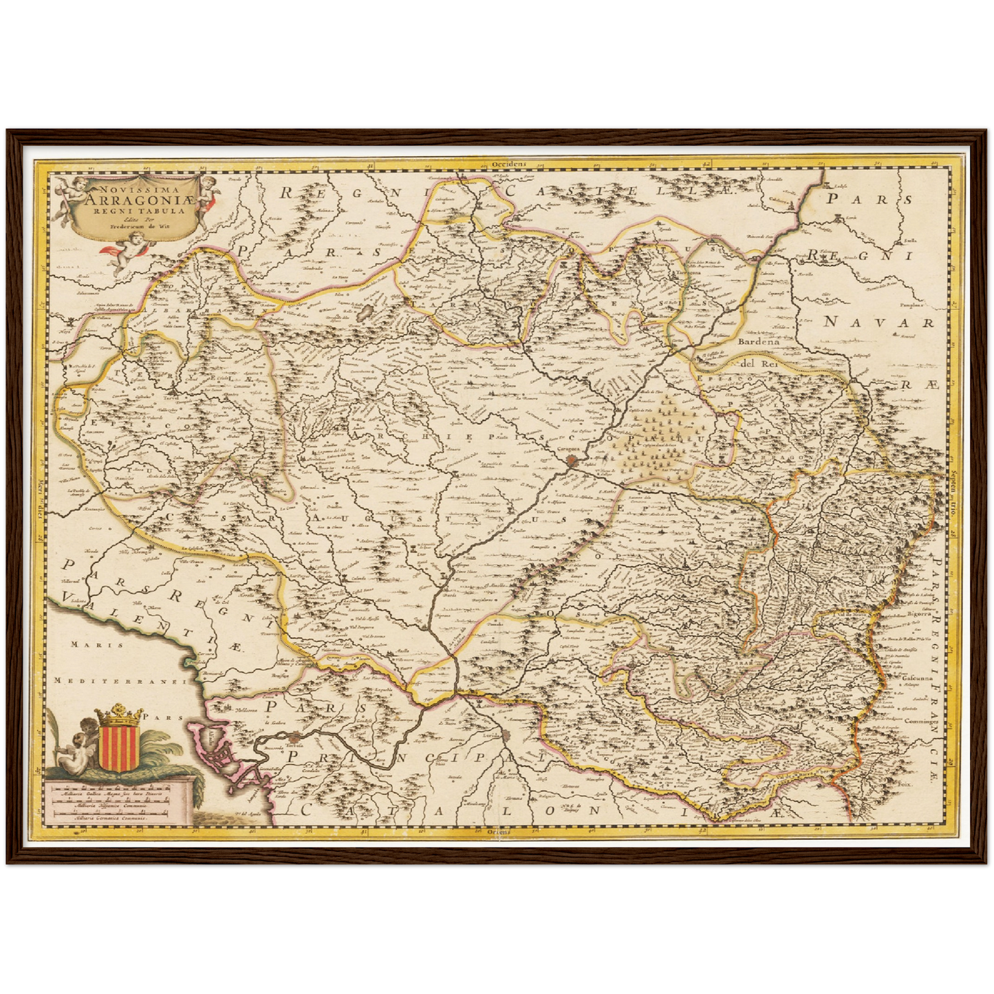 Historische Landkarte Aragonien um 1698
