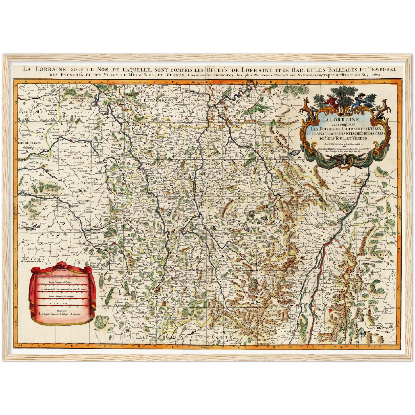 Historische Landkarte Lothringen um 1692