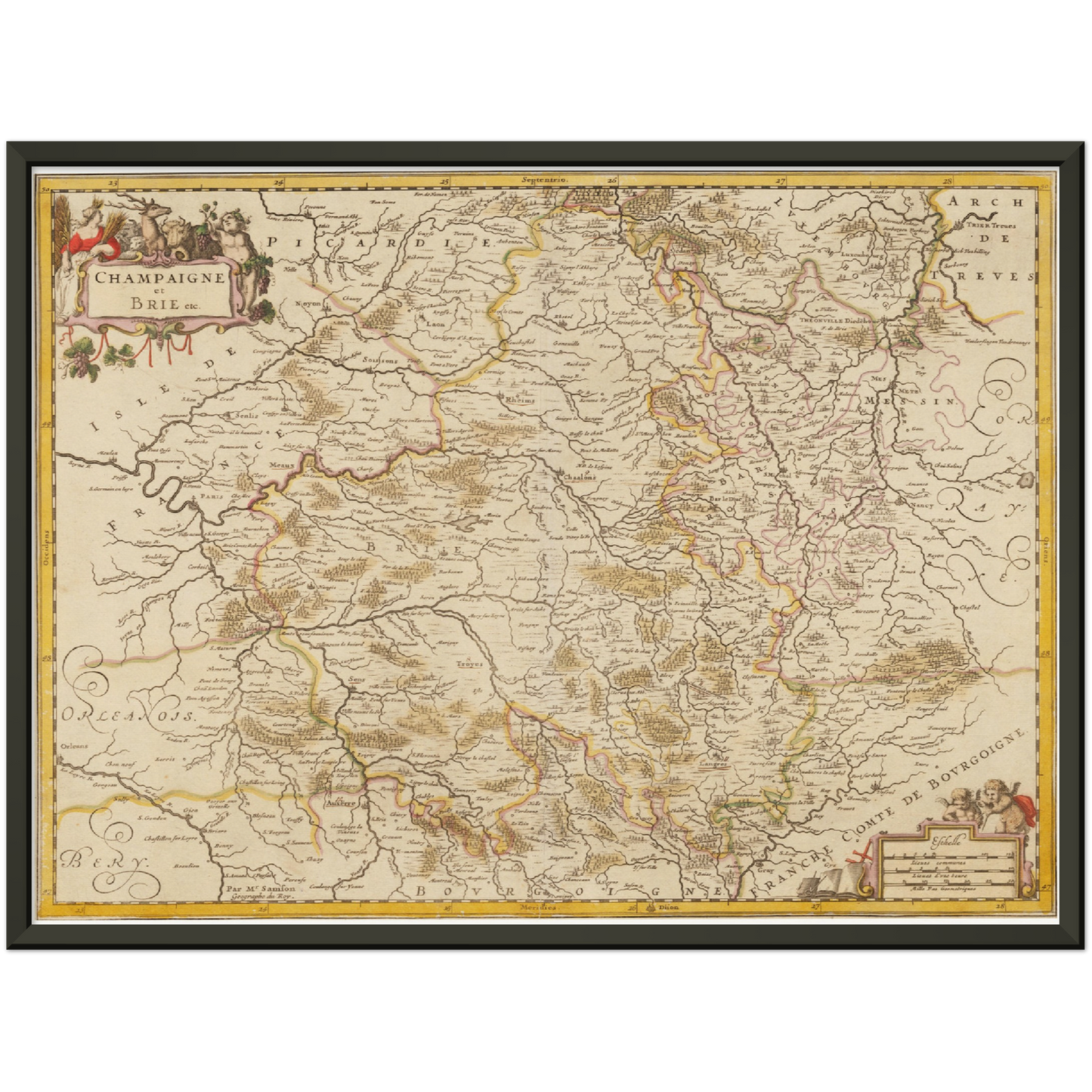 Historische Landkarte Champagne um 1698