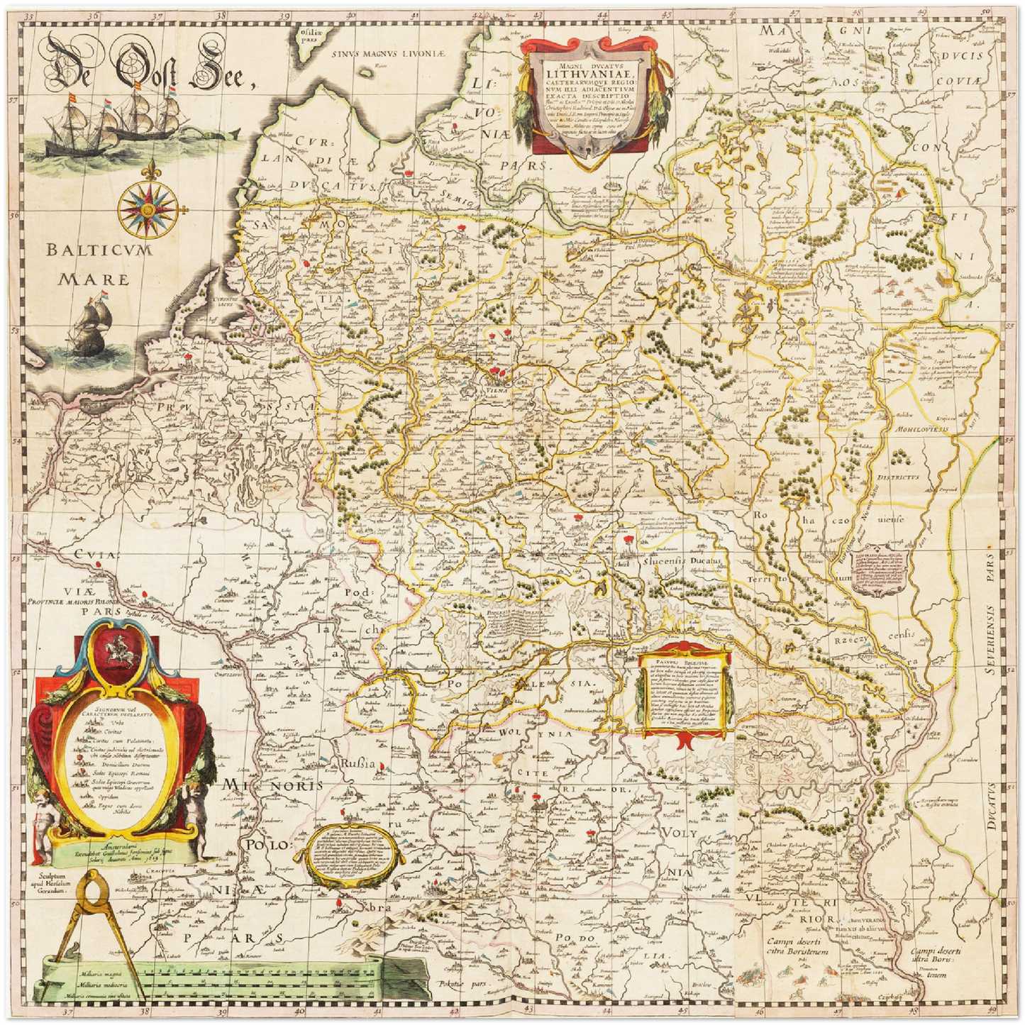 Historische Landkarte Litauen um 1635