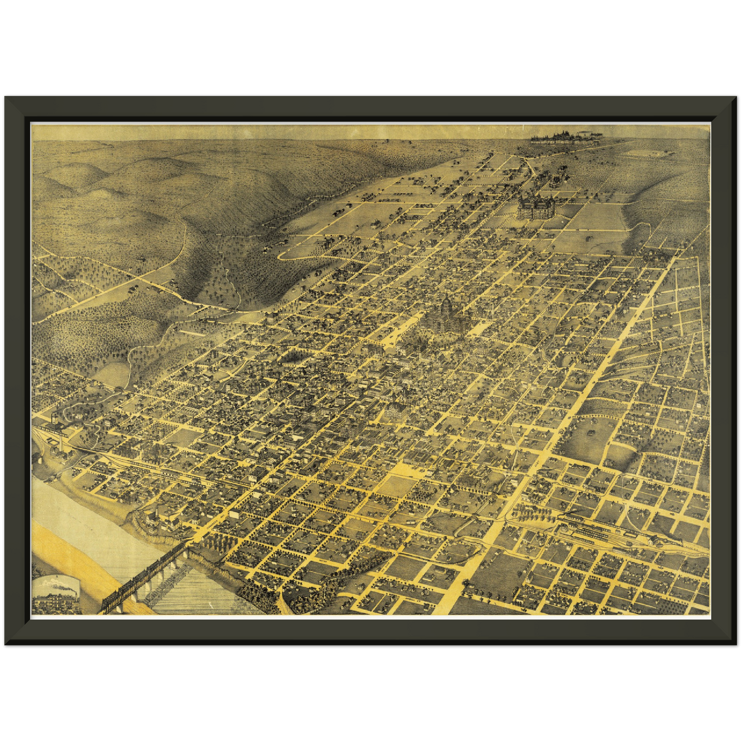 Historische Stadtansicht Austin um 1887